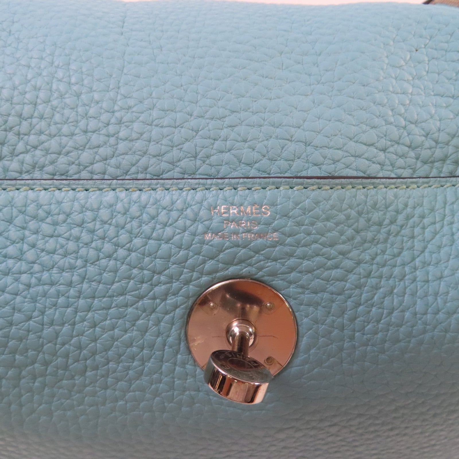 HERMES 【激減優惠】Clemence皮革Lindy 26 Shoulder Bag銀扣肩背袋3P Bleu Atoll/環礁藍色