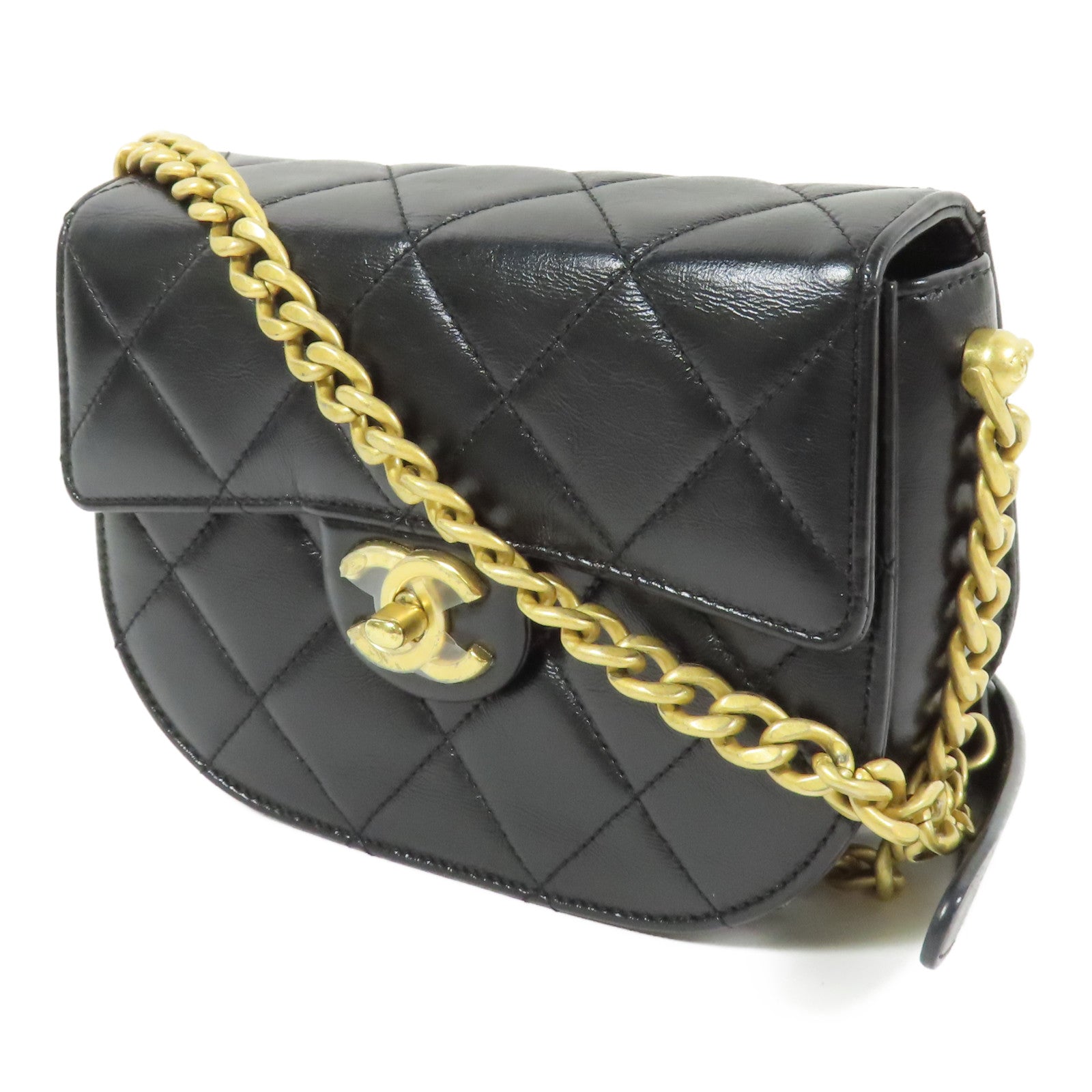 CHANEL 羊皮皮革Mini Messenger Bag金扣肩背袋