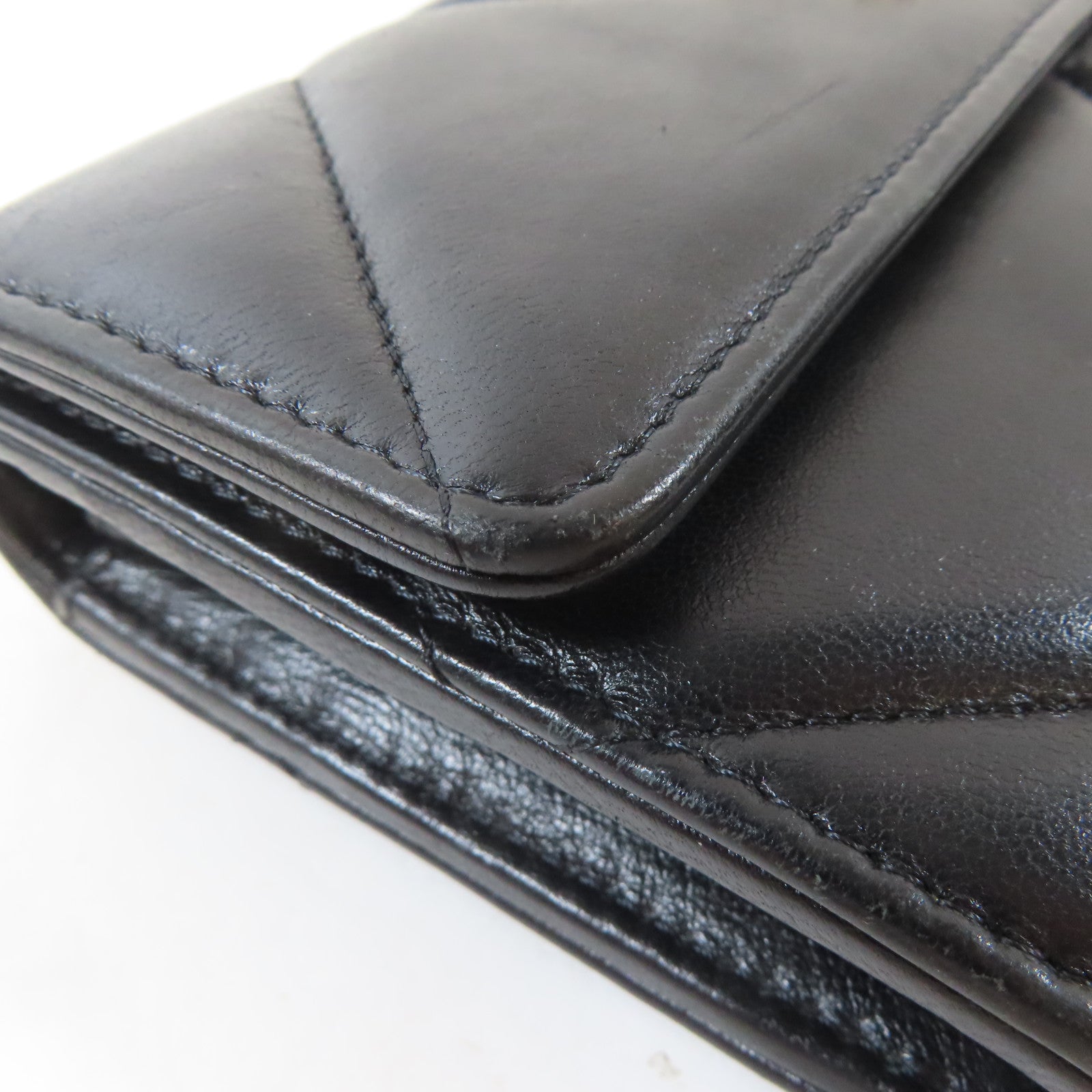 CHANEL 羊皮皮革19 Long Flap Wallet金扣長錢包黑色