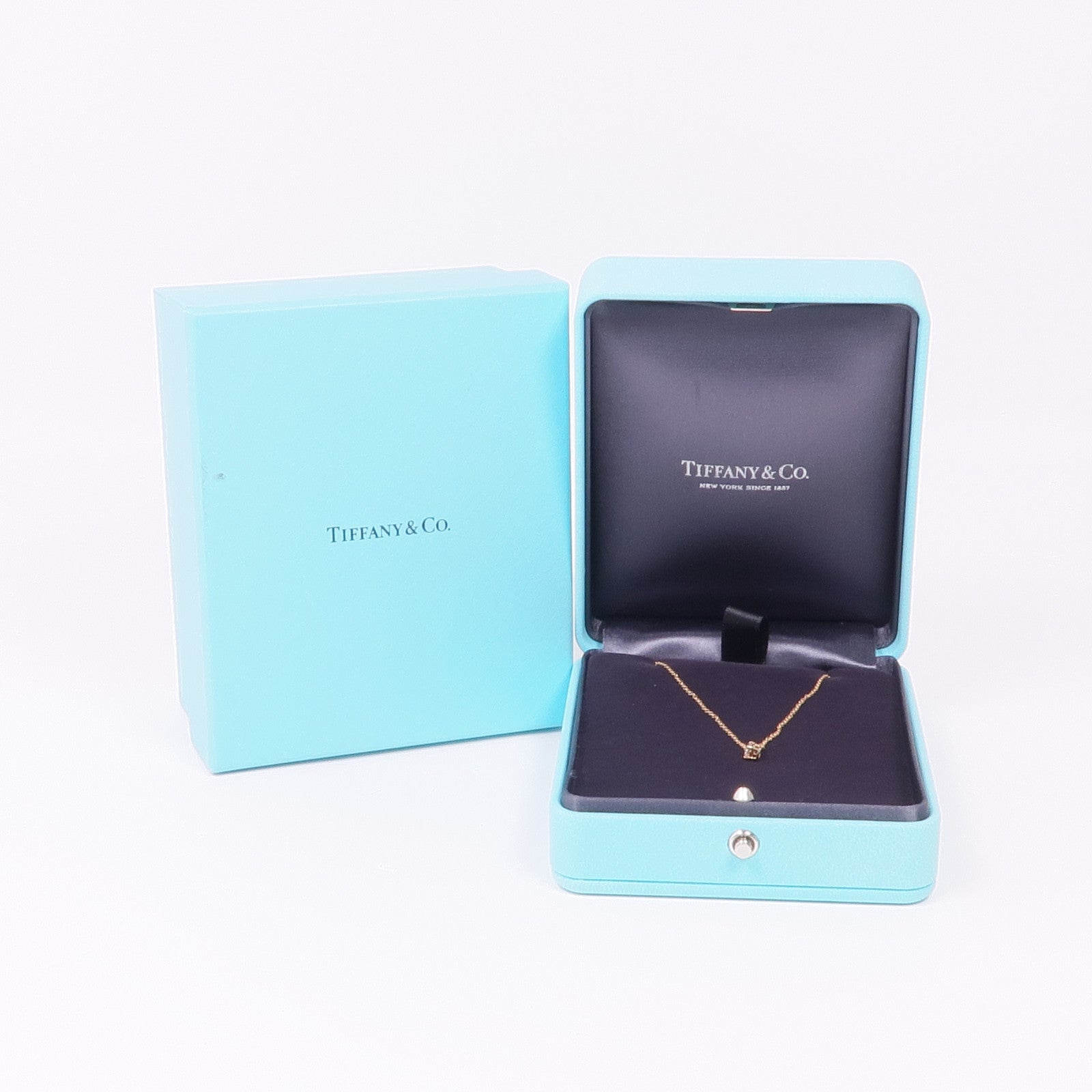 TIFFANY＆CO 18K玫瑰金Solitaire Diamond Necklace鑽石項鍊