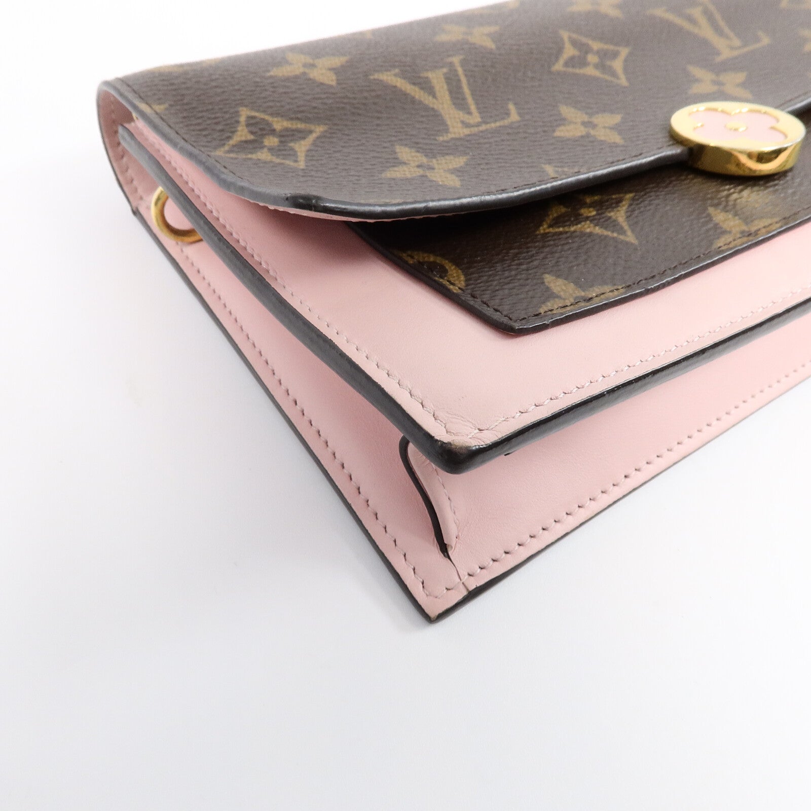 LOUIS VUITTON Monogram Flore Chain Wallet金扣鏈帶肩背袋