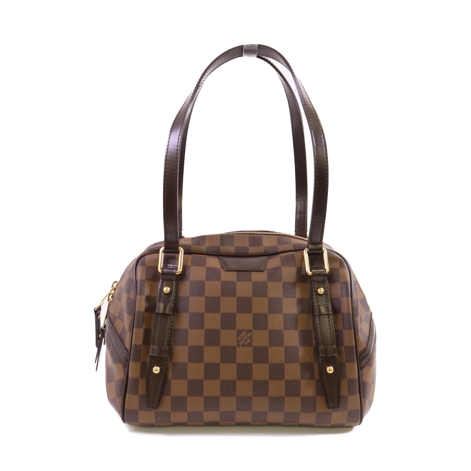 LOUIS VUITTON Damier Rivington PM金扣手挽袋