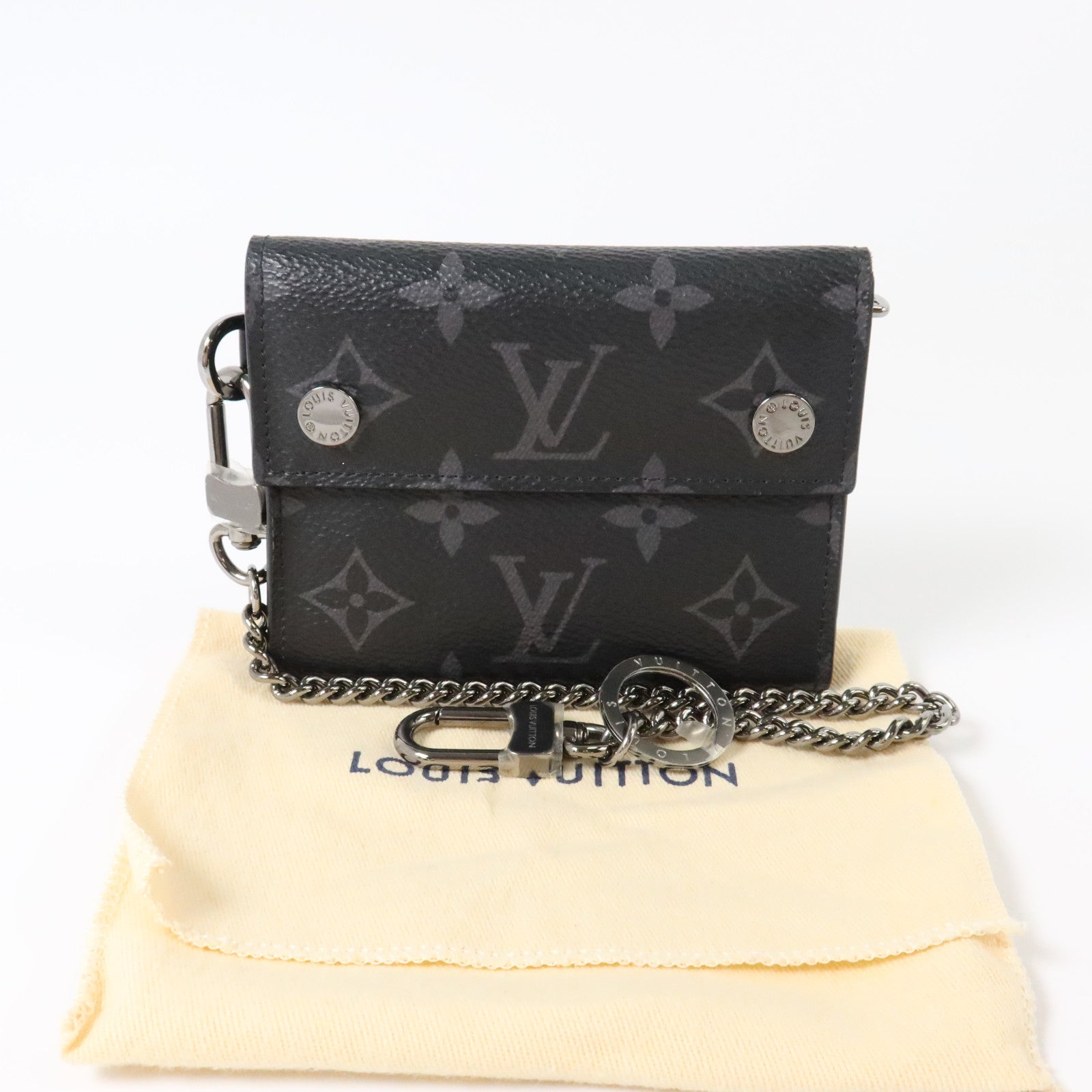 LOUIS VUITTON Monogram Eclipse Chain Wallet錢包