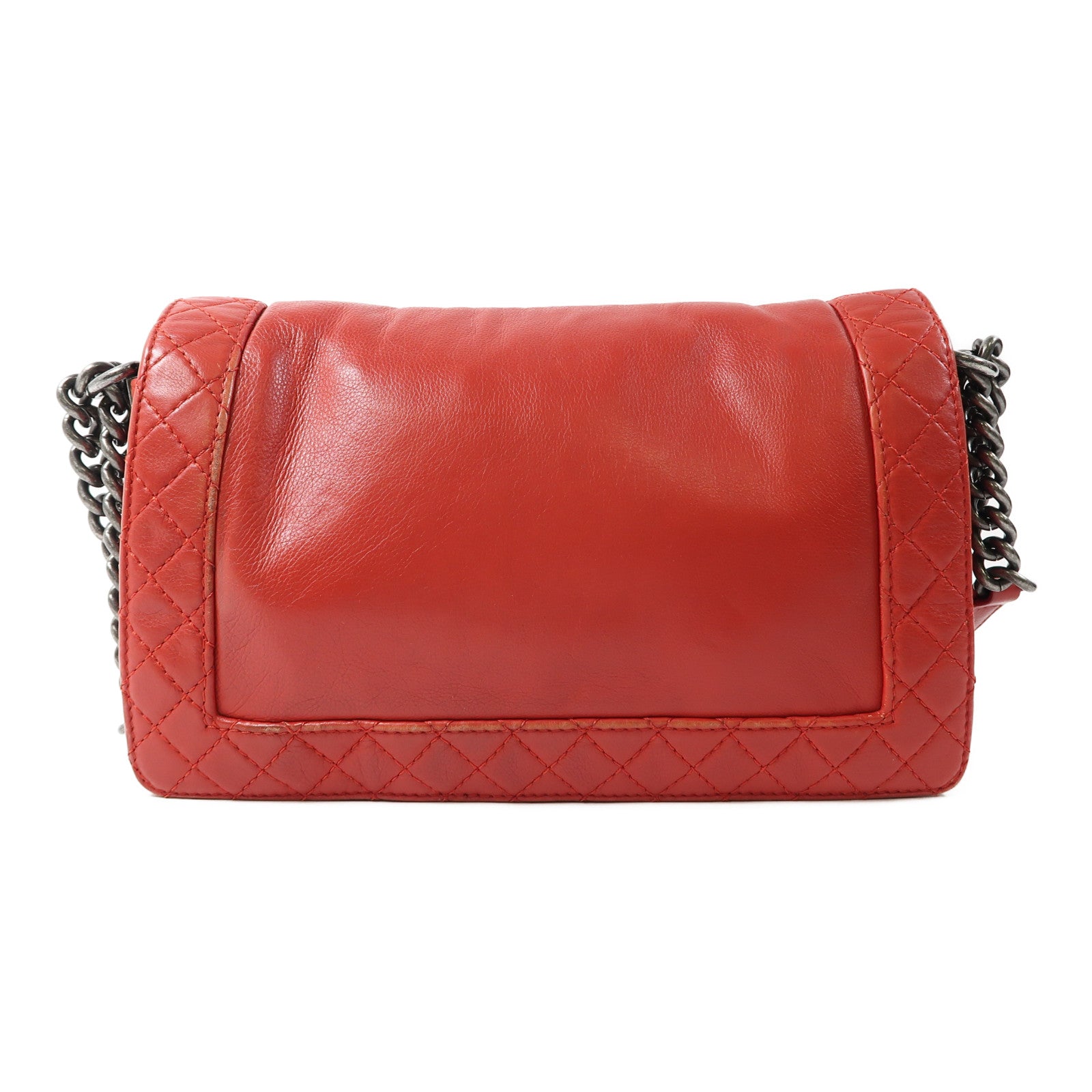 CHANEL 牛皮皮革Chain Shoulder鏈帶肩背袋紅色