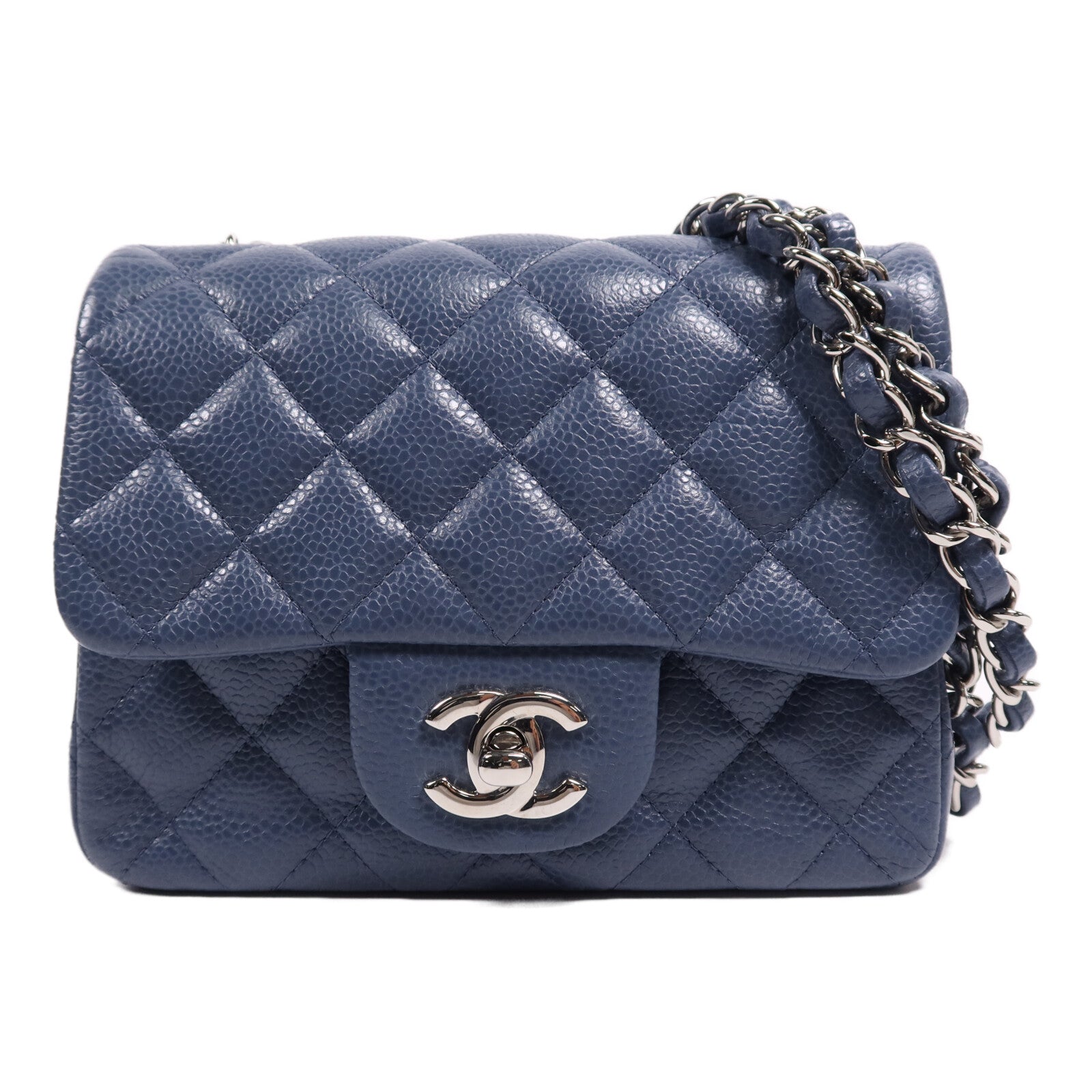 CHANEL 羊皮皮革Mini Classic 17銀扣鏈帶肩背袋