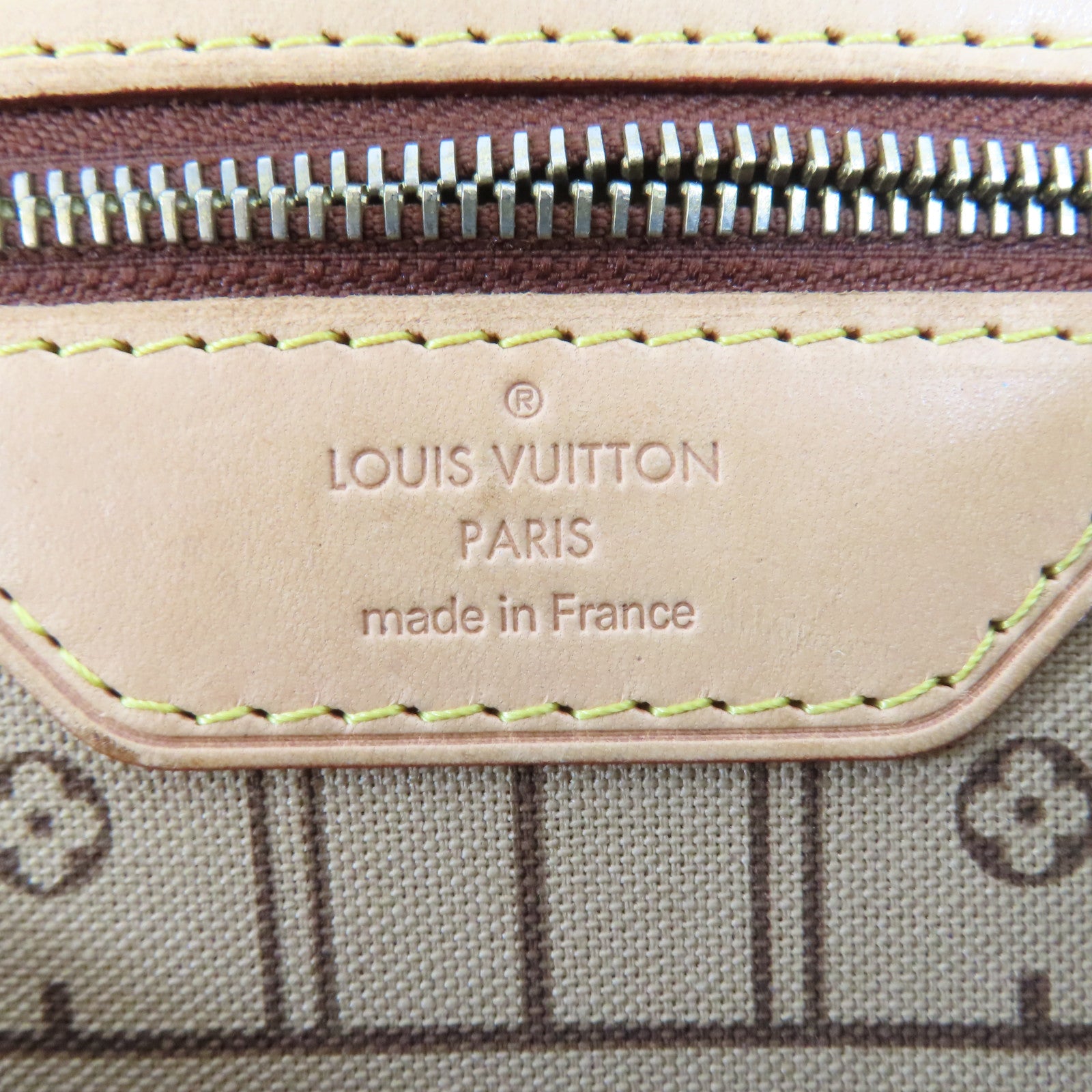 LOUIS VUITTON Monogram Neverfull GM金扣手挽袋棕色