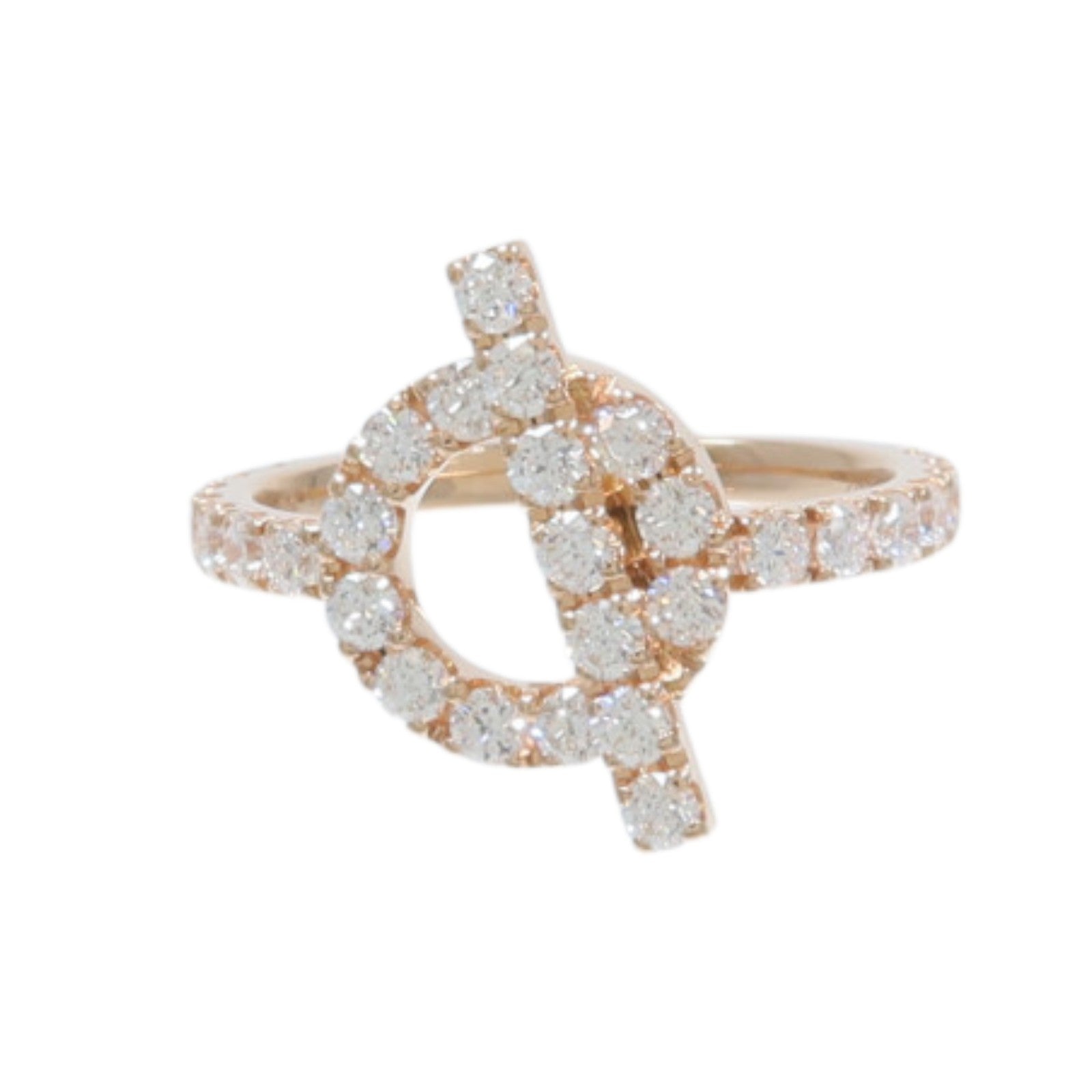 HERMES 18K玫瑰金Finesse Ring鑽石戒指