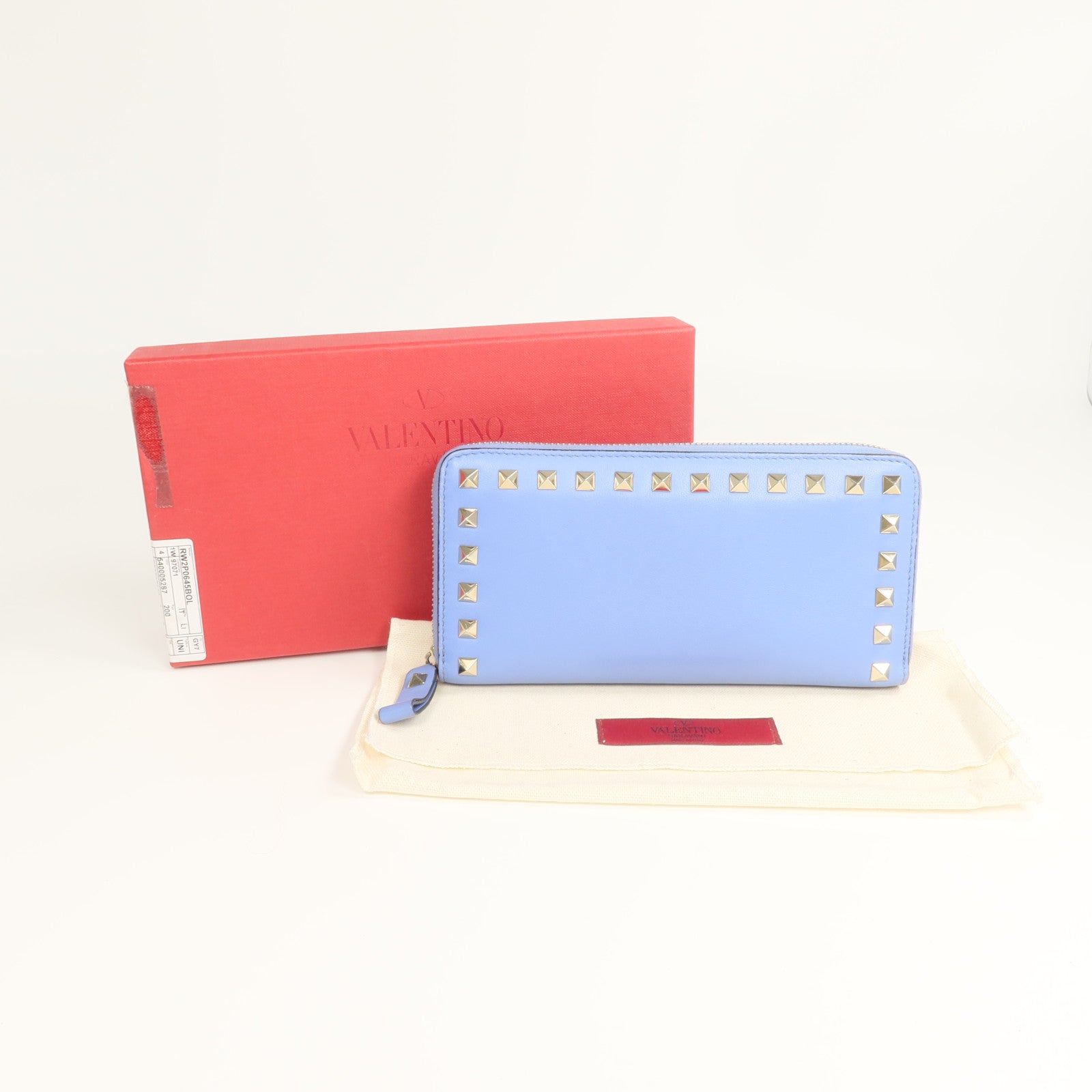Valentino 【激減優惠】牛皮皮革Rockstud Round Long Wallet金扣拉鏈長錢包