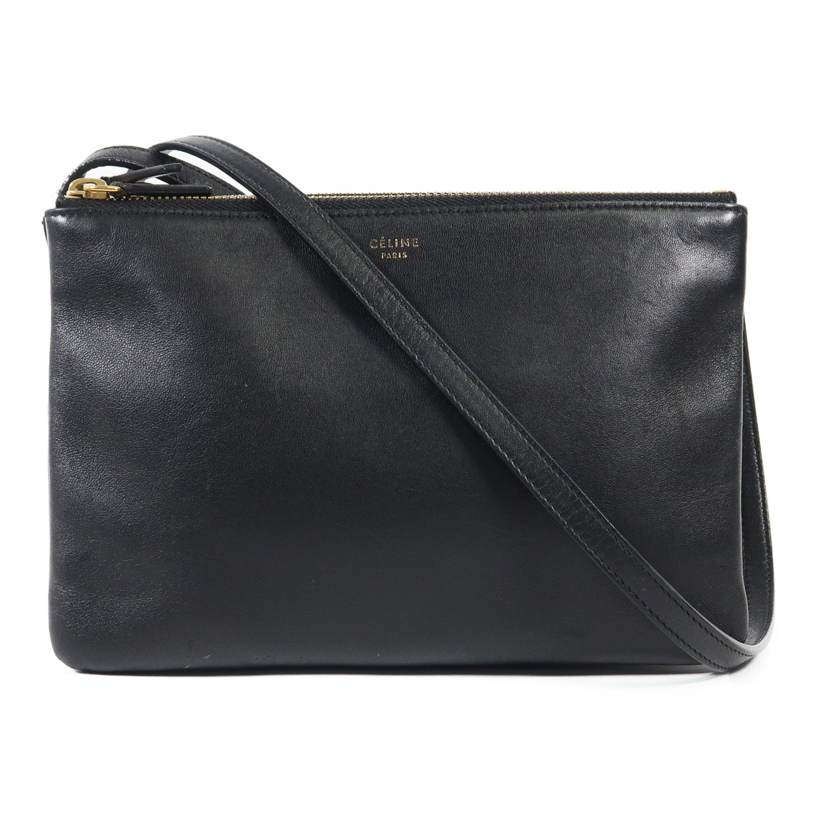CELINE 羊皮皮革Trio金扣肩背袋