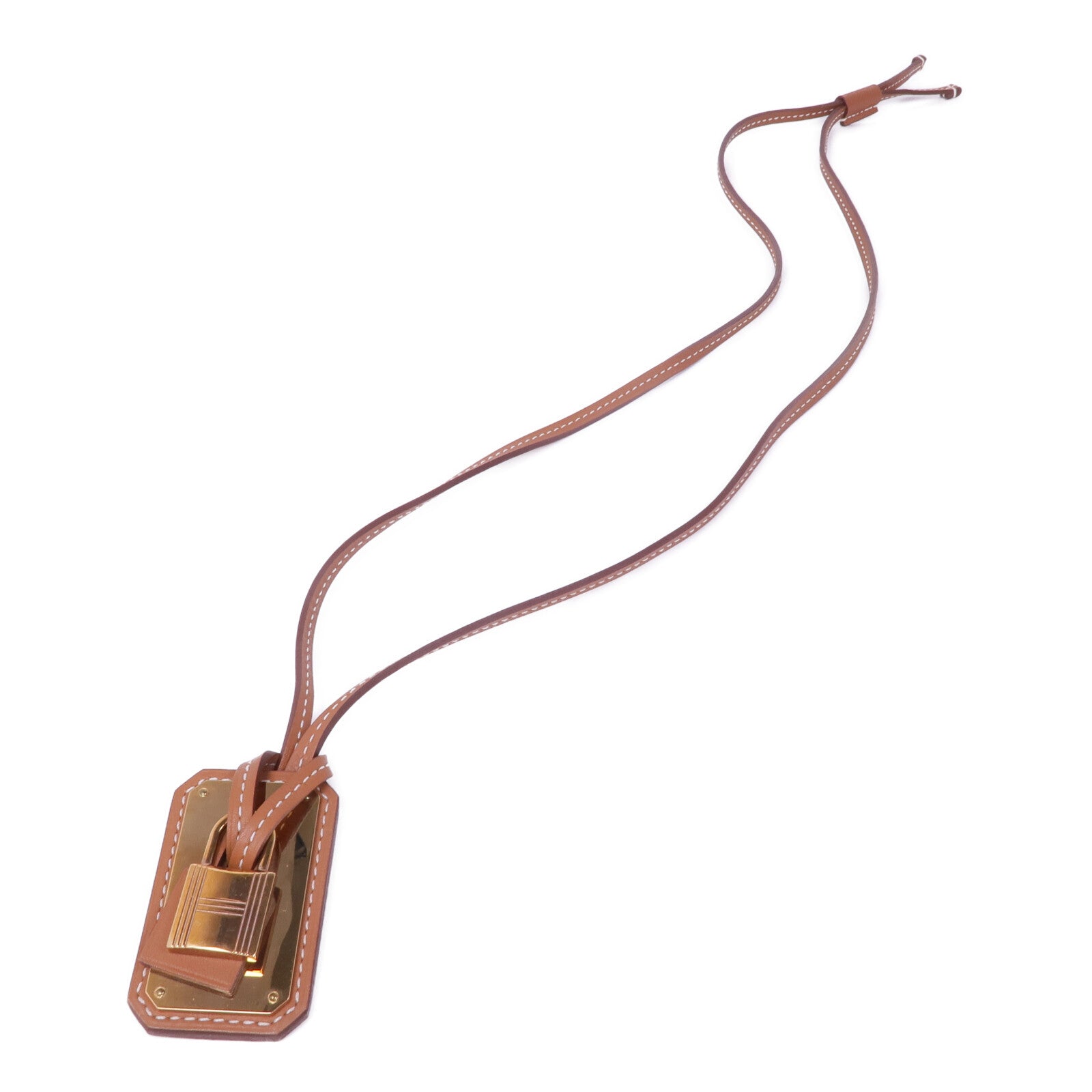 HERMES 金屬/Swift皮革O'Kelly Necklace項鍊Gold
