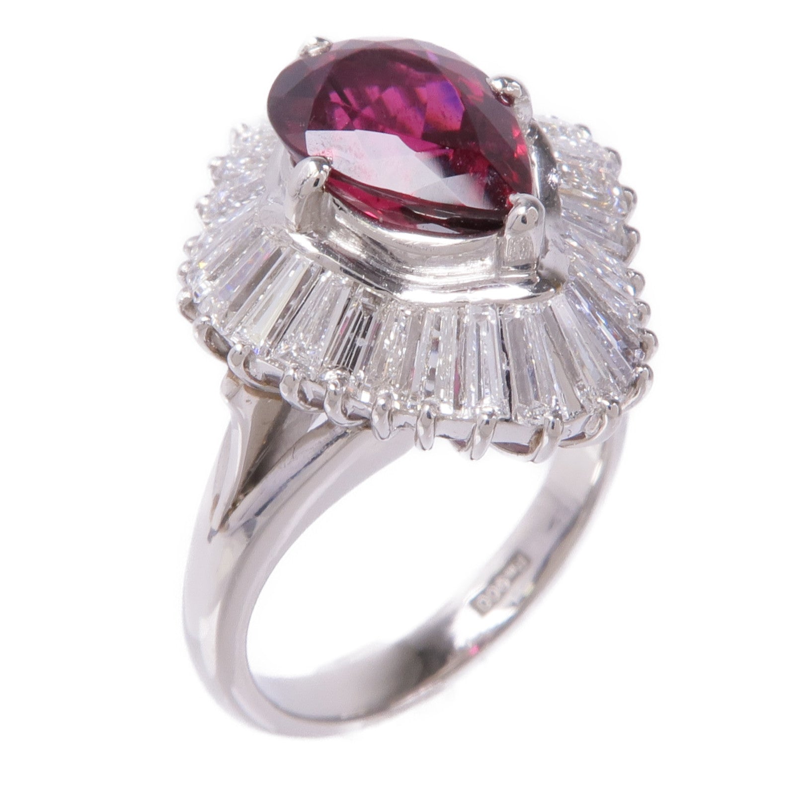 JEWELRY 【激減優惠】PT900鉑金Tourmaline/Diamond Ring碧璽/鑽石戒指US#5.25