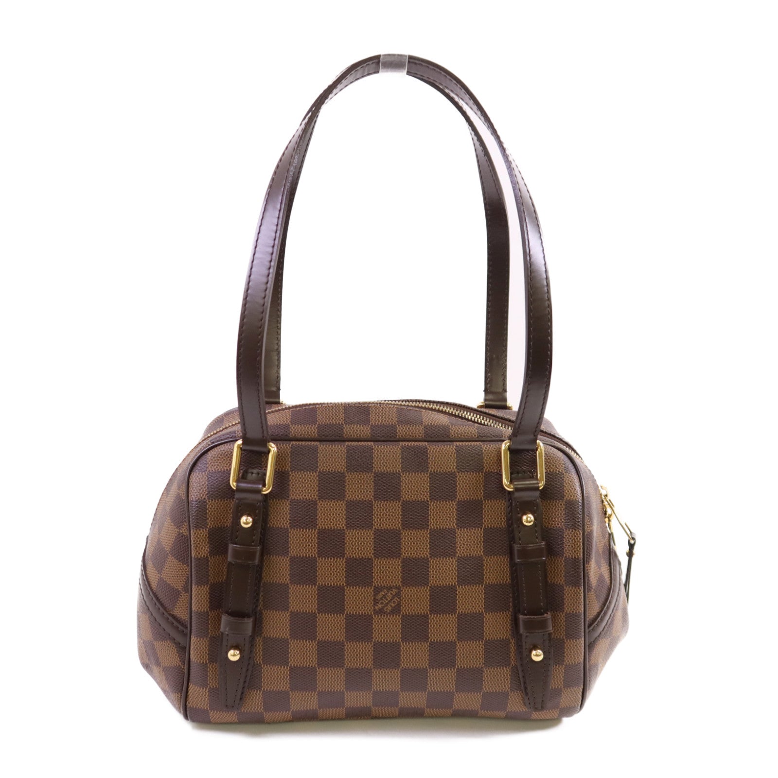 LOUIS VUITTON Damier Rivington PM金扣手挽袋