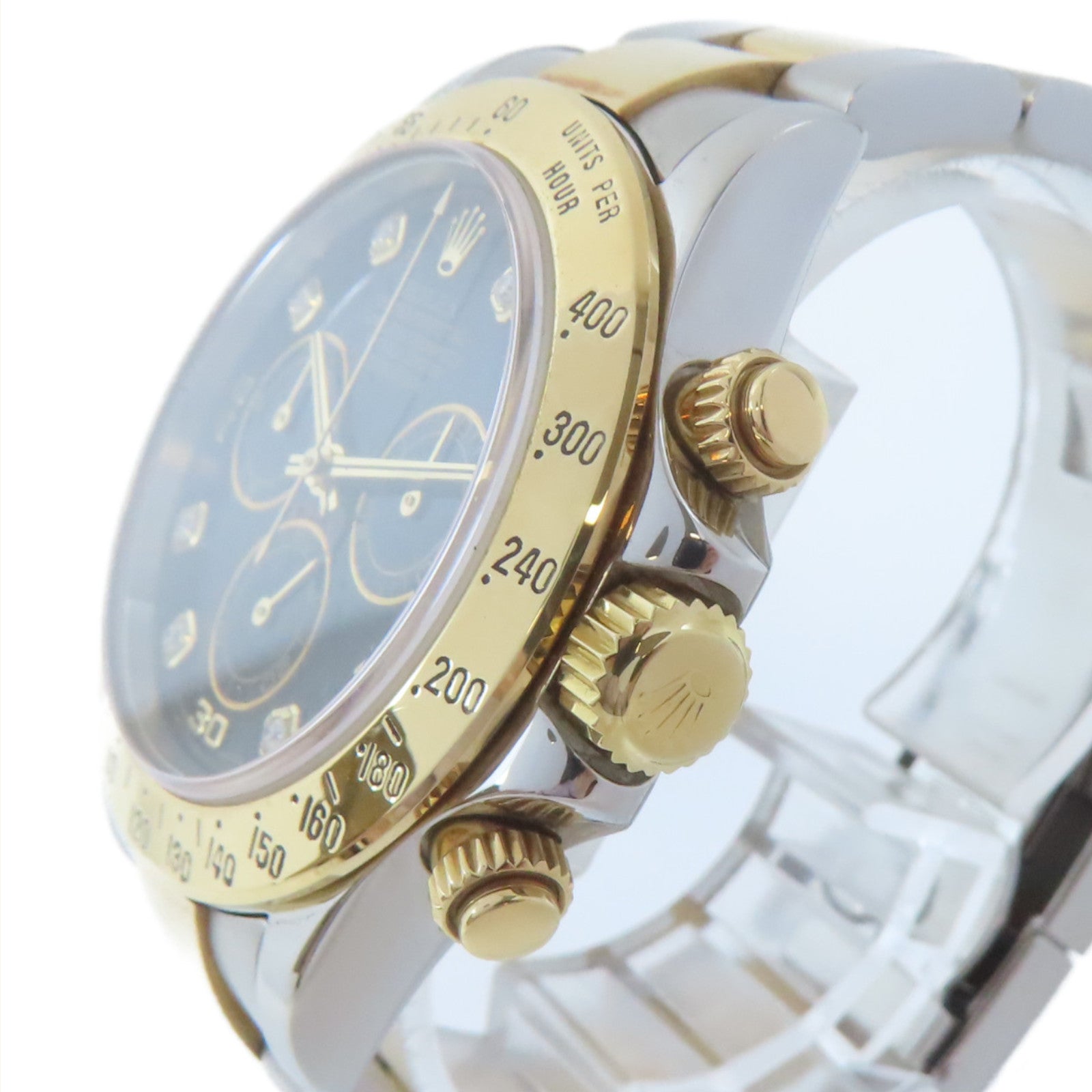 ROLEX Daytona 18K黃金/不鏽鋼手錶自動機芯黑色#15.5cm
