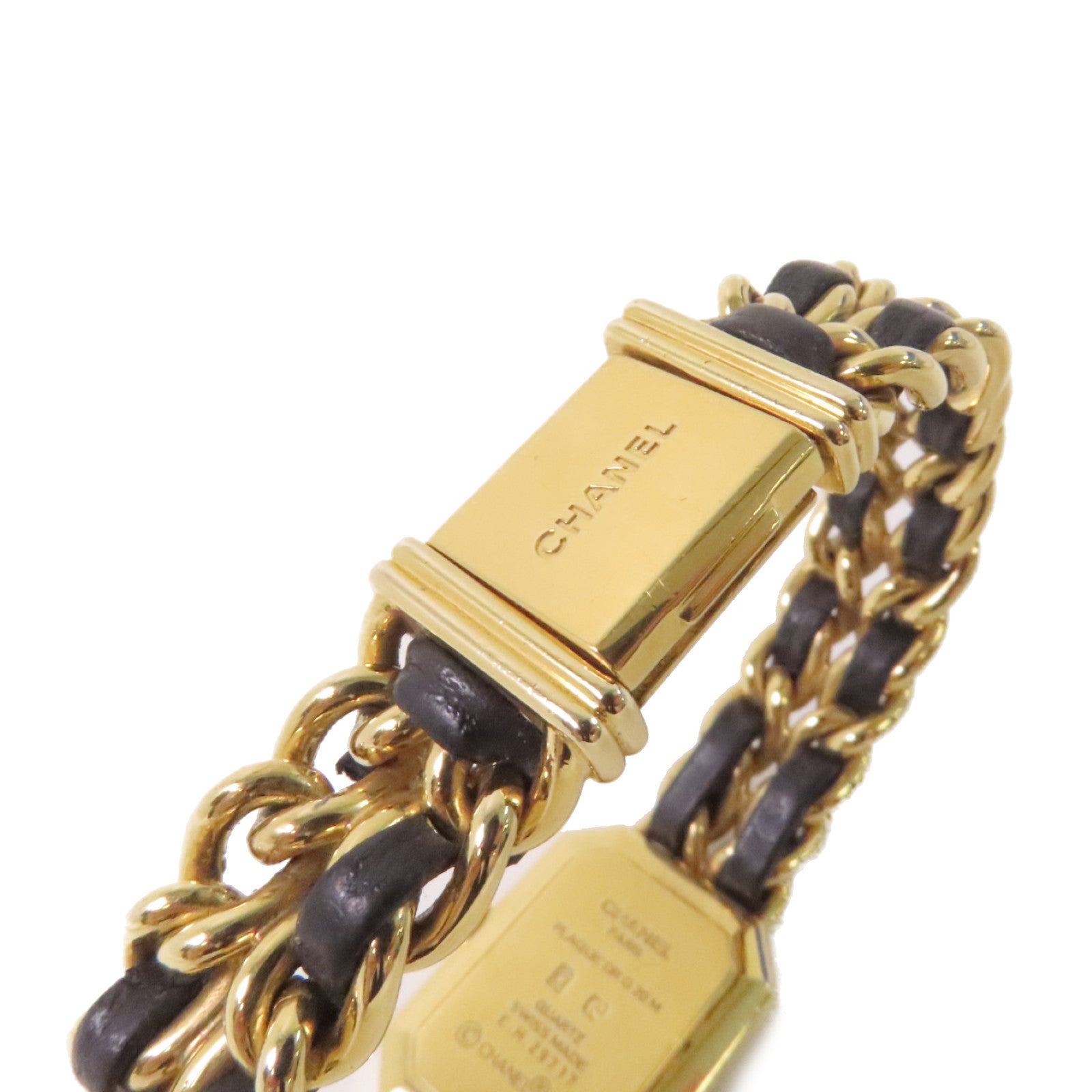 CHANEL Premiere L Watch鍍金/牛皮皮革石英機芯手錶黑色