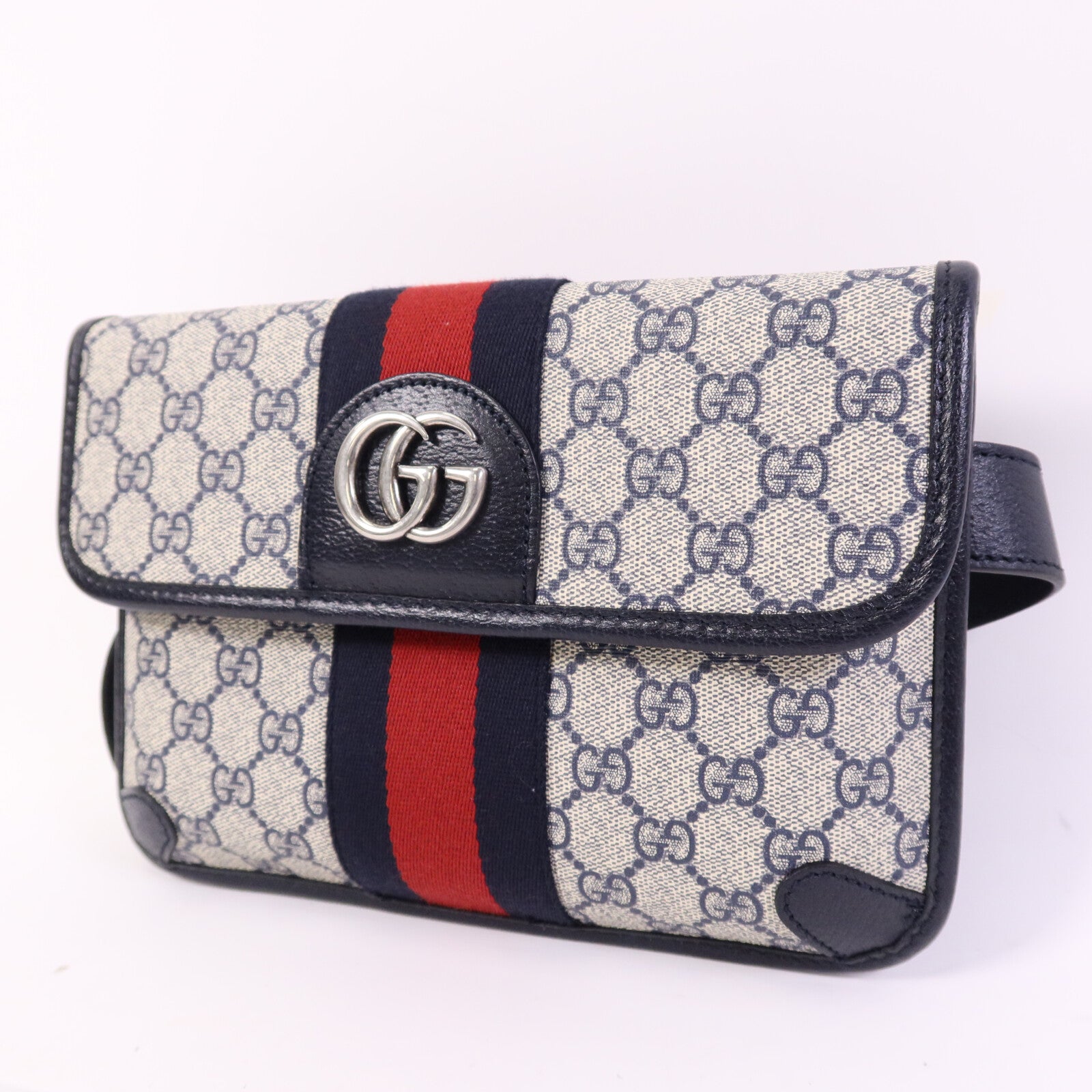 GUCCI 【激減優惠】塗層帆布Ophidia GG Supreme銀扣腰包