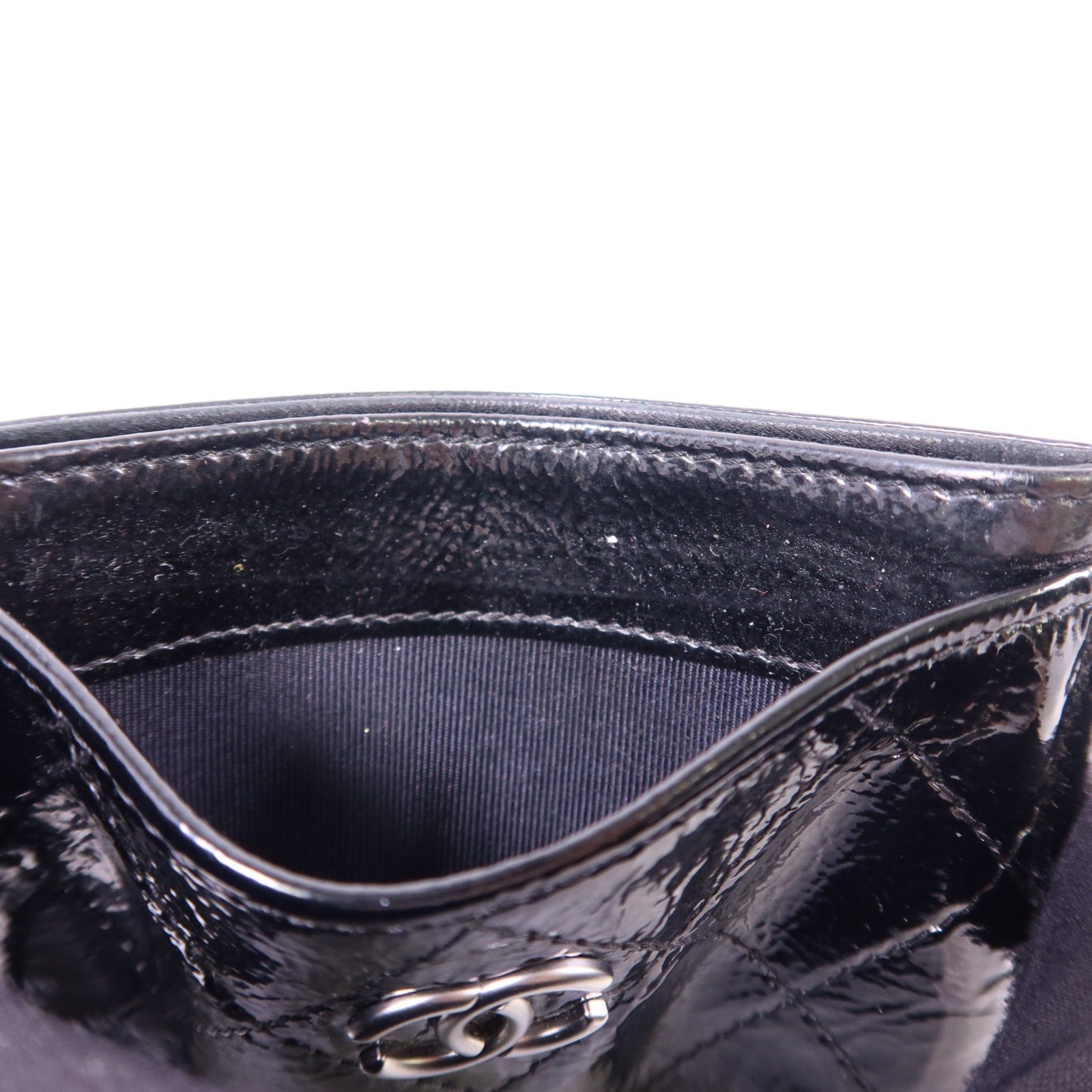 CHANEL 漆皮皮革Card Case銀扣卡片套