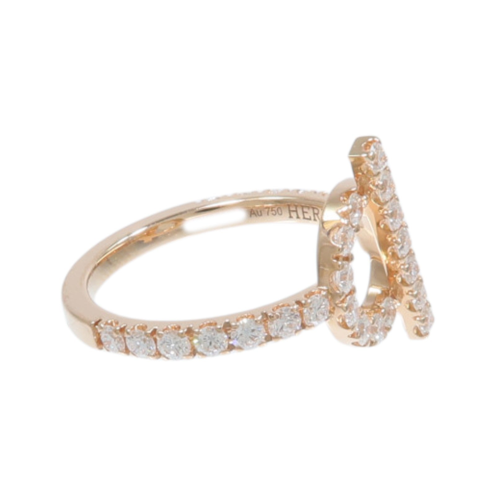 HERMES 18K玫瑰金Finesse Ring鑽石戒指