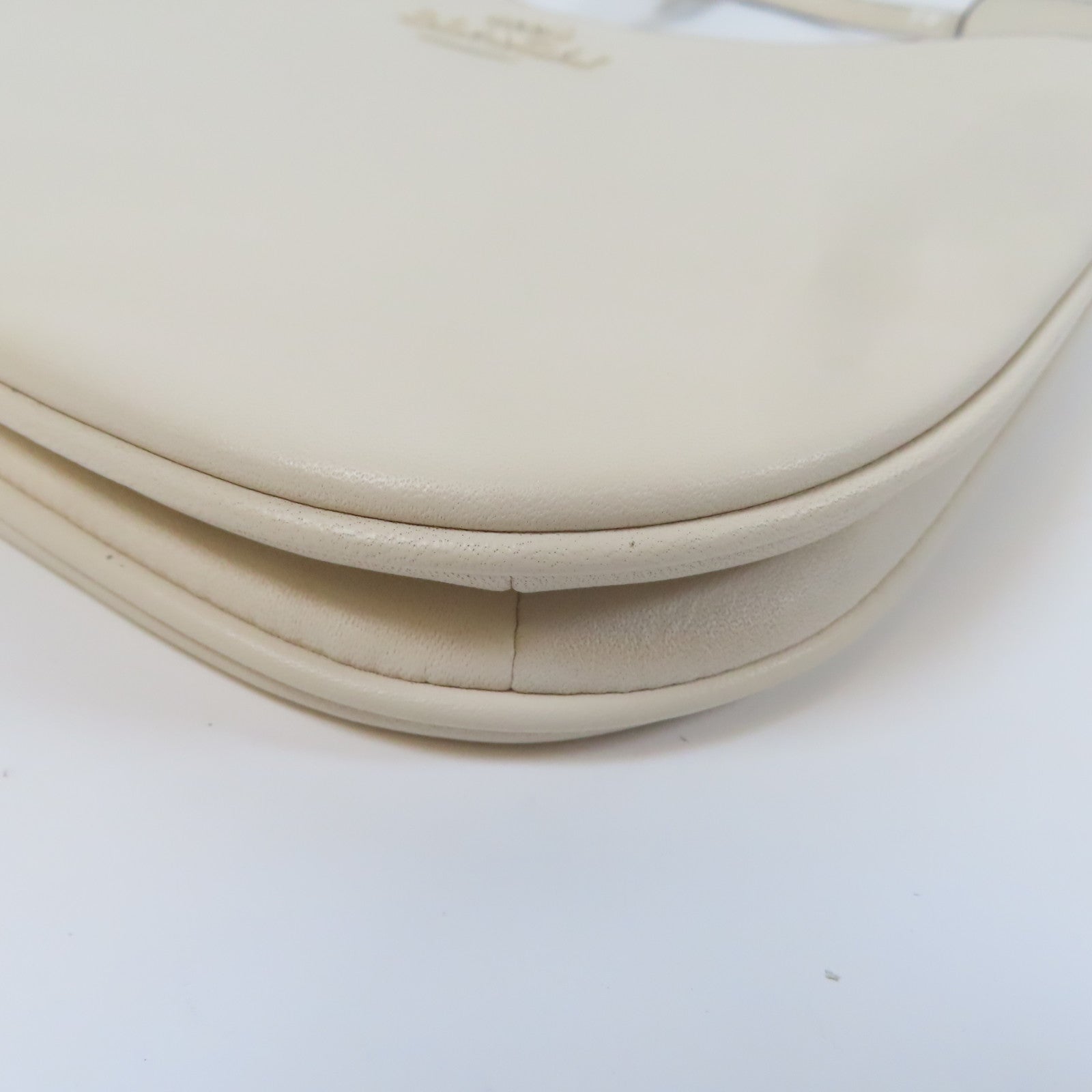 COACH 【激減優惠】牛皮皮革Hand Bag銀扣手挽袋白色
