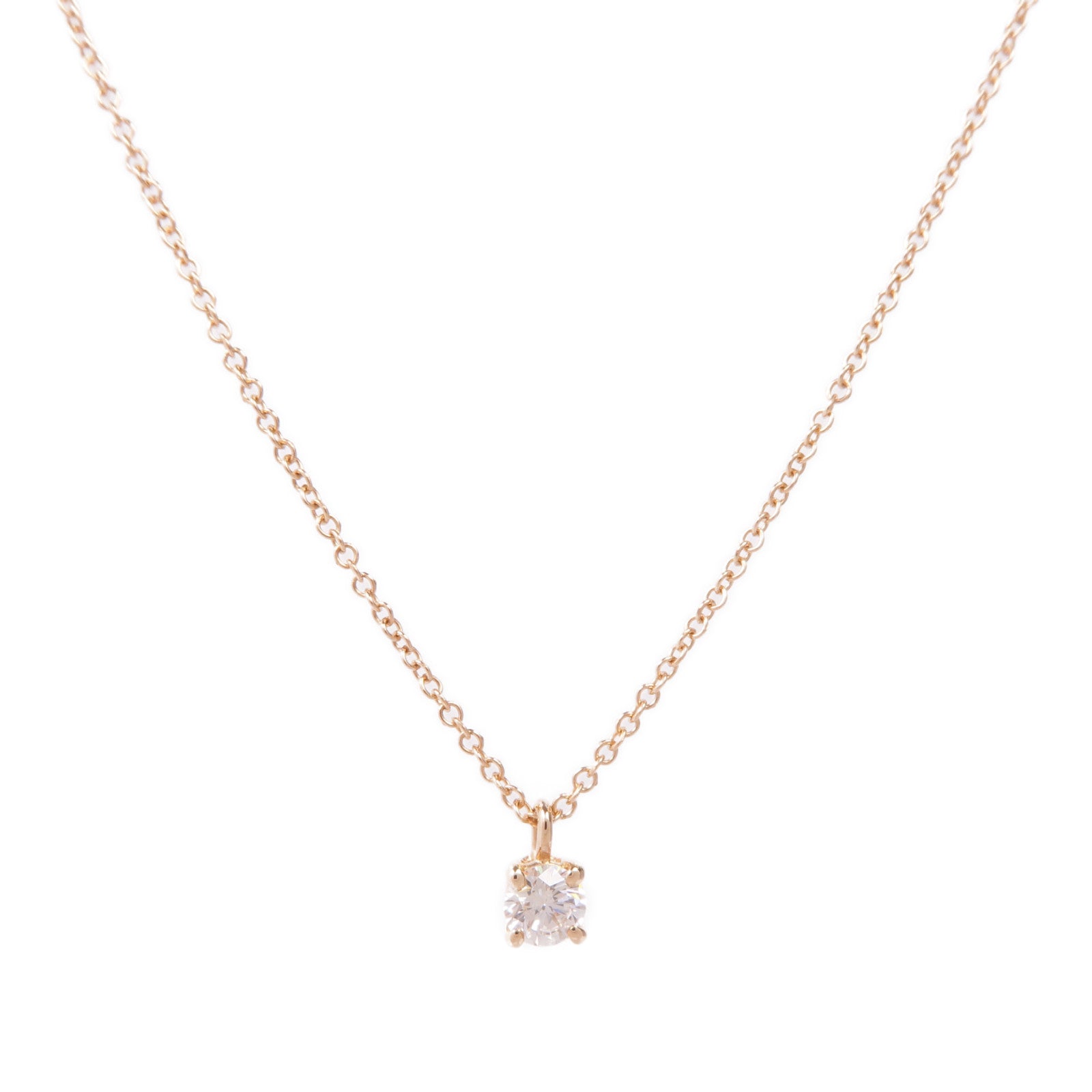 TIFFANY＆CO 18K玫瑰金Solitaire Diamond Necklace鑽石項鍊
