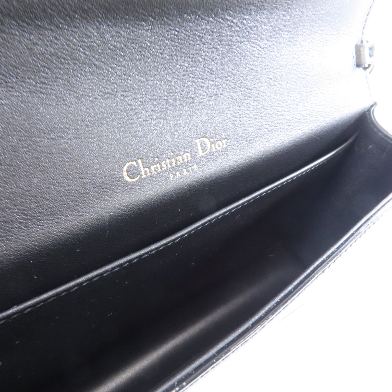 Dior 漆皮皮革Lady Dior Pouch金扣肩背袋黑色