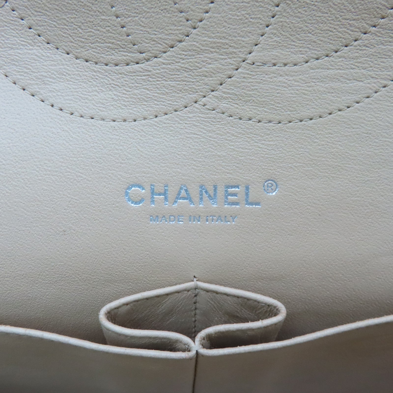 CHANEL Diamond Sheepskin Leather Classic Silver Buckle Shoulder Bag Beige