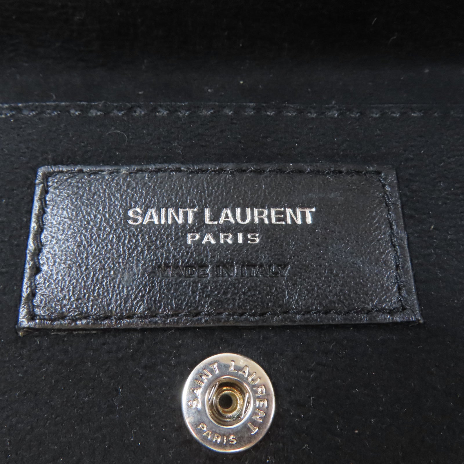 SAINT LAURENT 羊皮皮革Shoulder Bag銀扣鏈帶肩背袋深藍色