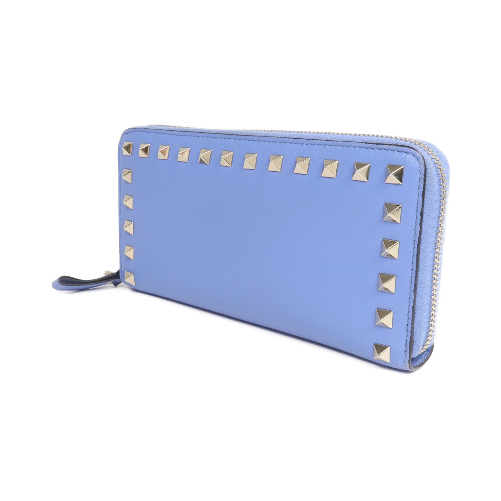 Valentino 【激減優惠】牛皮皮革Rockstud Round Long Wallet金扣拉鏈長錢包