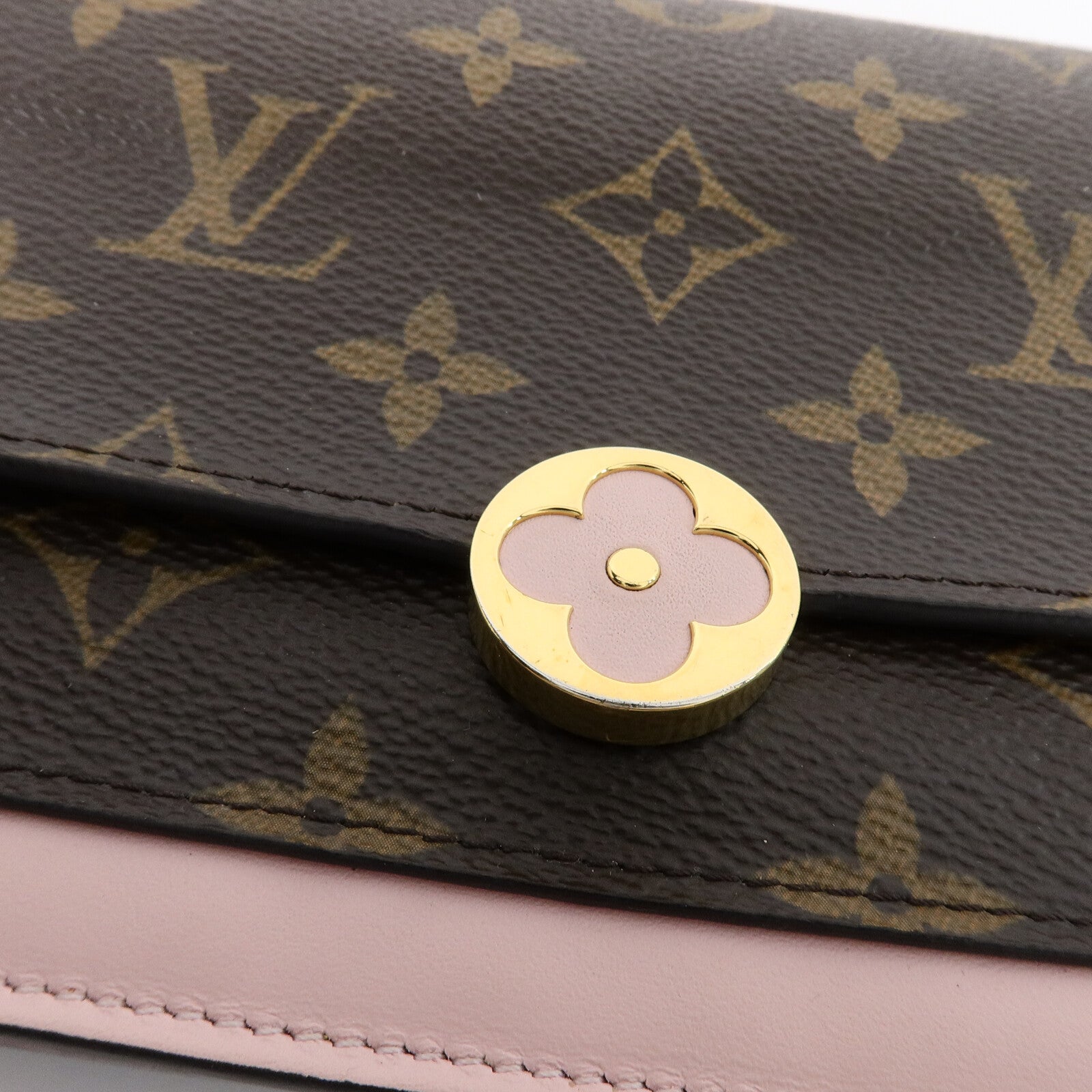 LOUIS VUITTON Monogram Flore Chain Wallet金扣鏈帶肩背袋