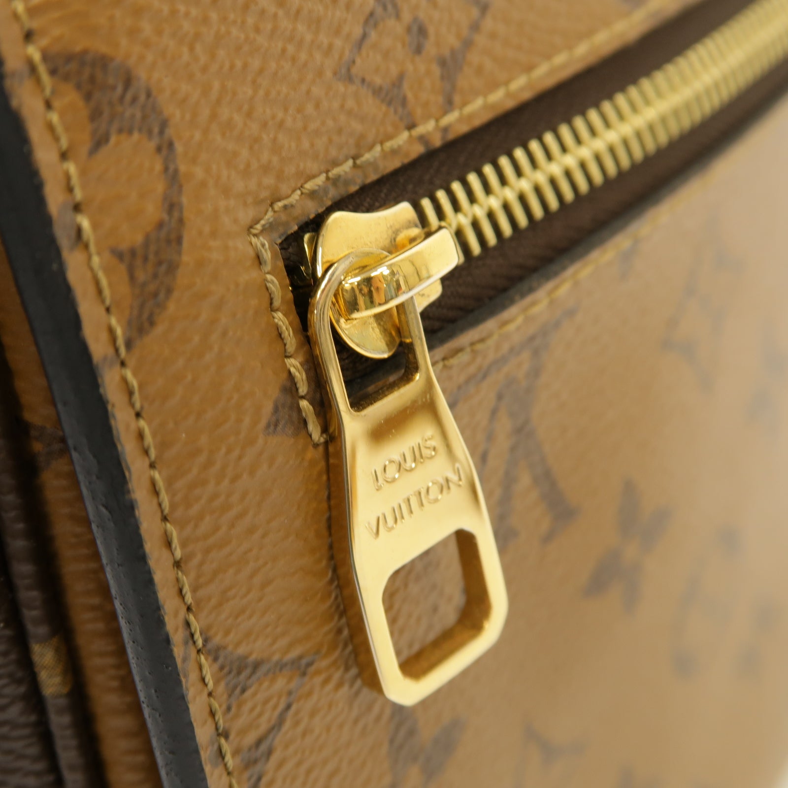 LOUIS VUITTON Monogram Reverse Pochette Metis金扣手挽肩背兩用袋啡色
