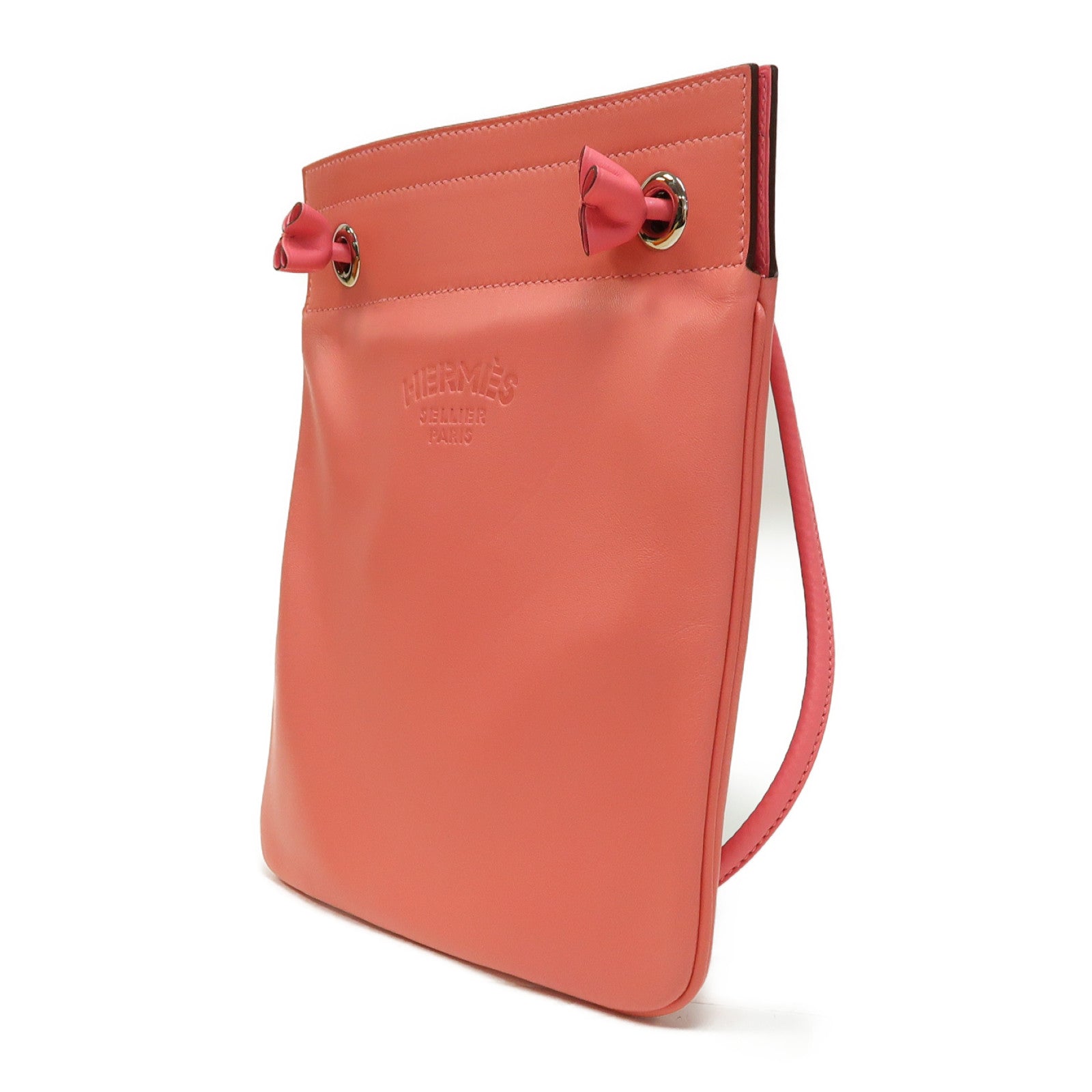 HERMES Swift皮革Aline銀扣肩背袋粉Rose Azalee粉紅色