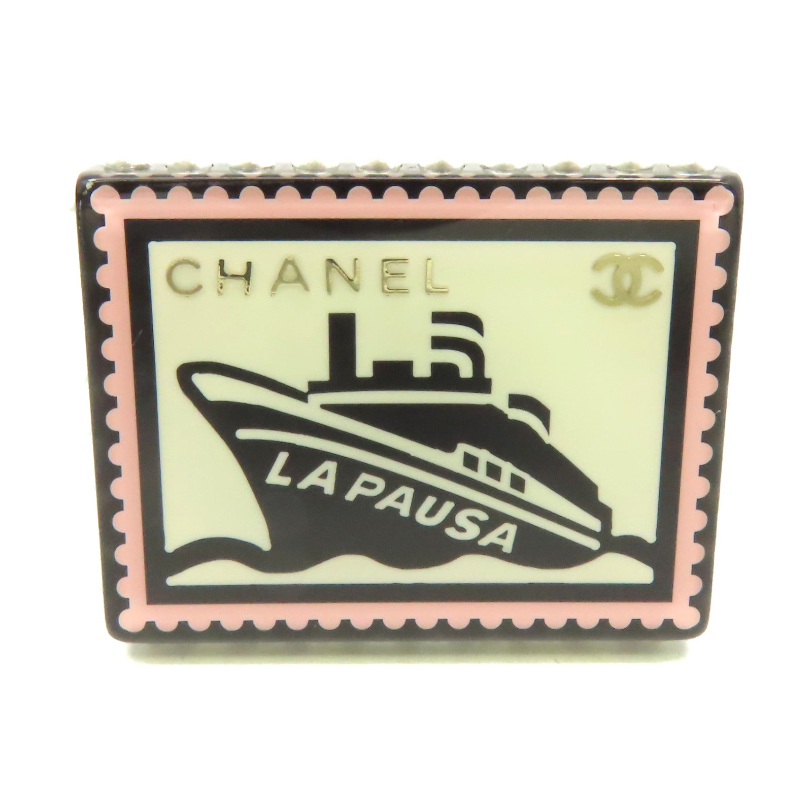 CHANEL **【激減優惠】樹脂/金屬La Pausa Stamp Brooch胸針白色/粉紅色/紅色/黑色/珍珠色