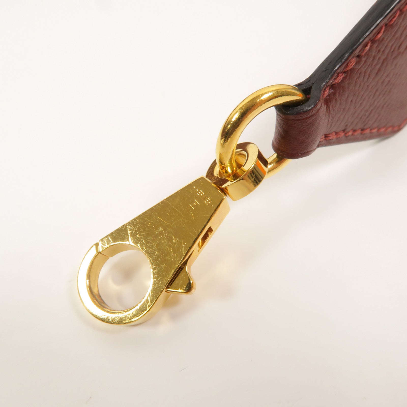 HERMES Epsom皮革Strap 70cm肩背帶Bordeaux/Gold/Craie