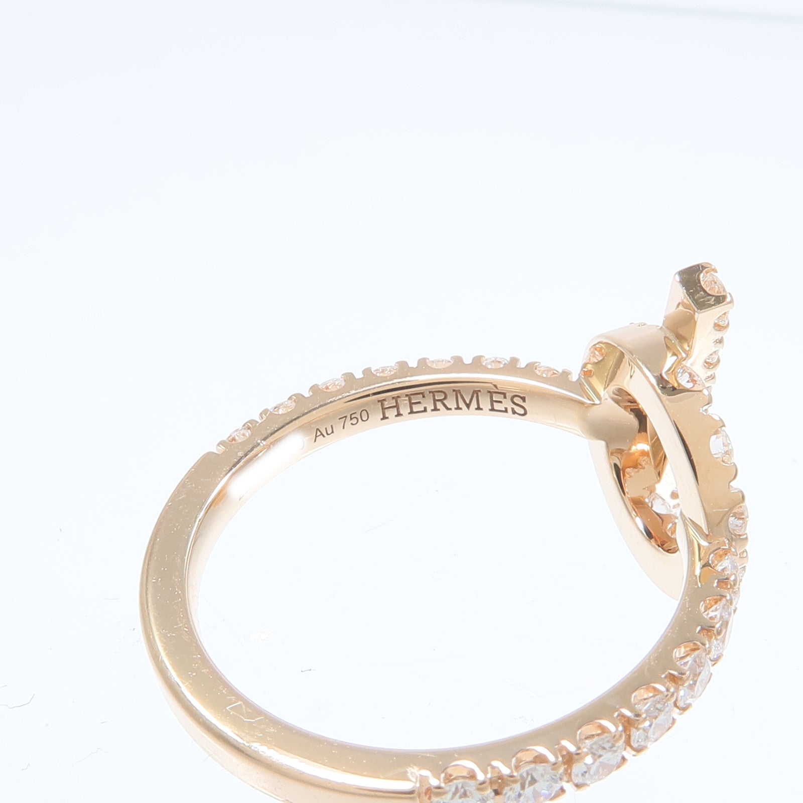 HERMES 18K玫瑰金Finesse Ring鑽石戒指