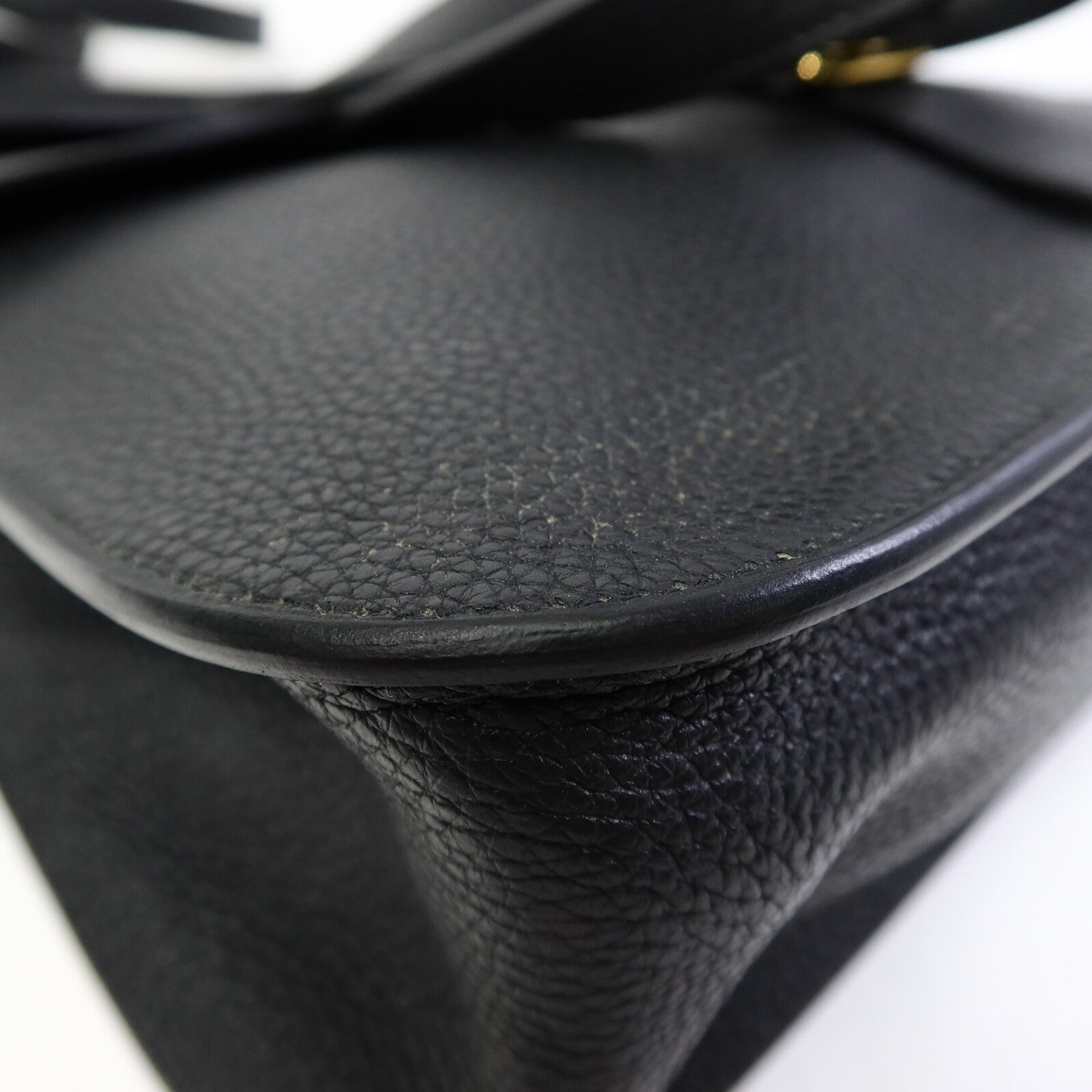 HERMES Clemence皮革Halzan 31金扣手挽肩背兩用袋Noir