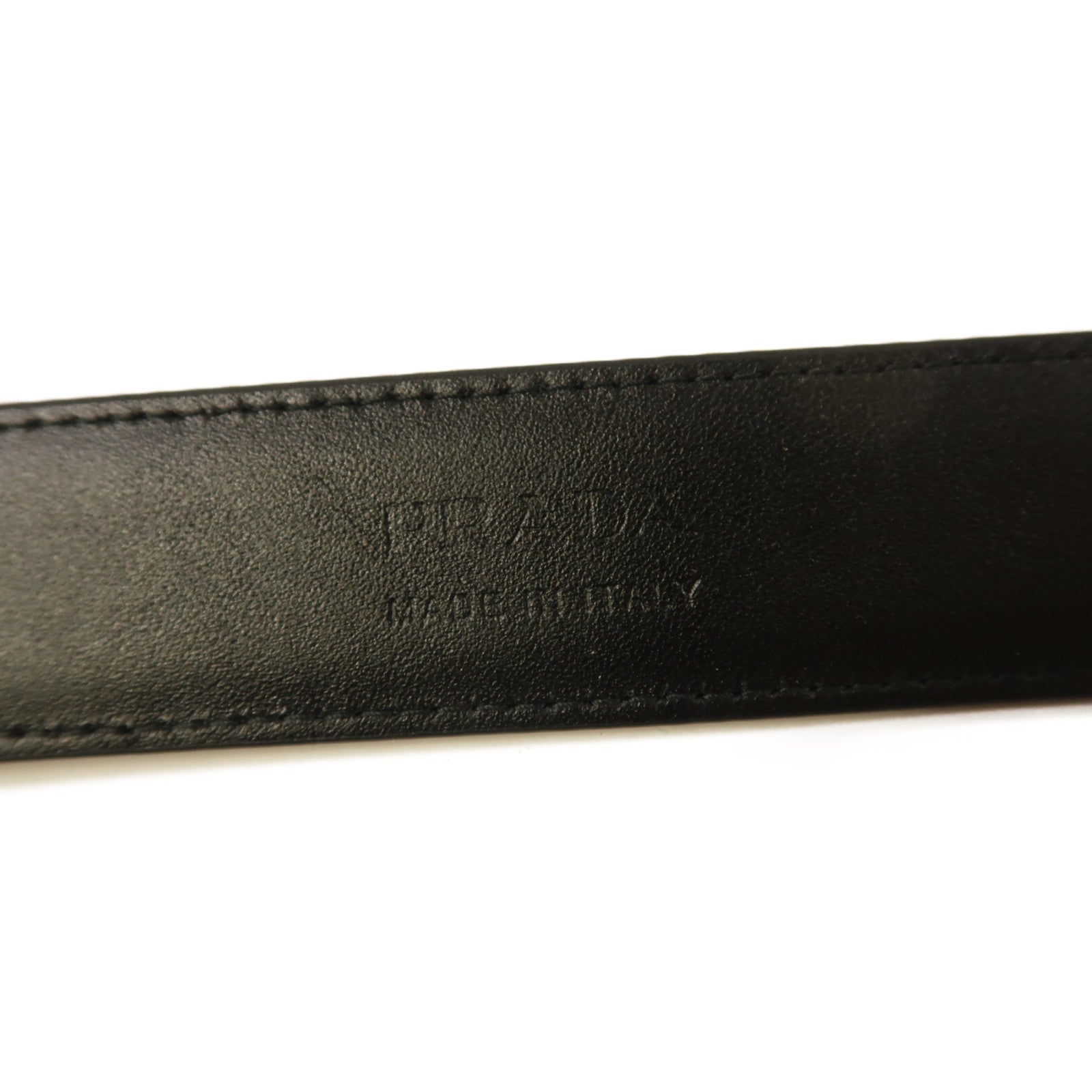 PRADA 牛皮皮革Belt銀扣皮帶黑色