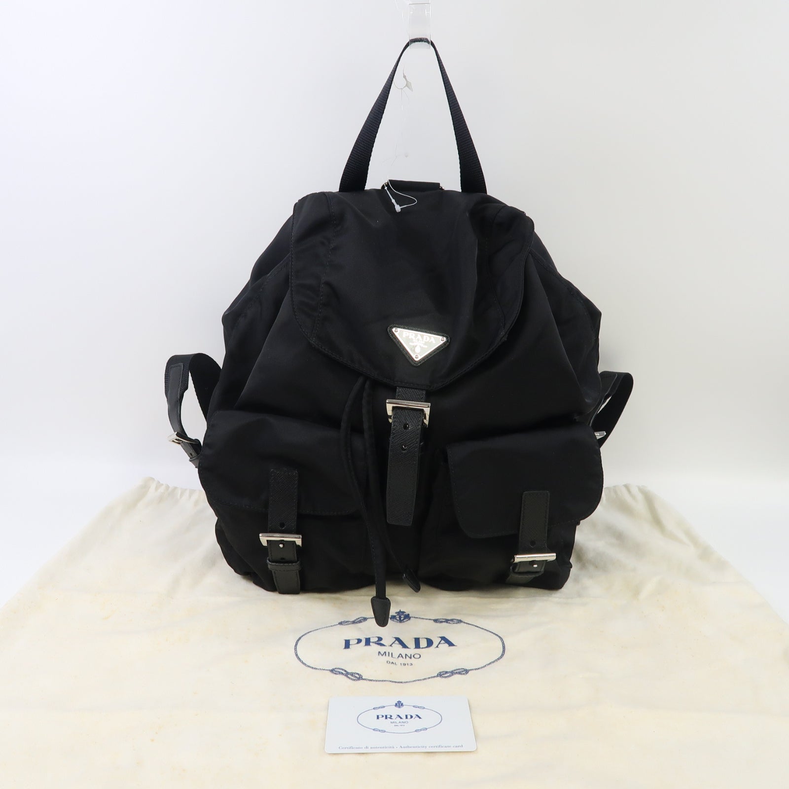 PRADA 尼龍Backpack銀扣背包黒色