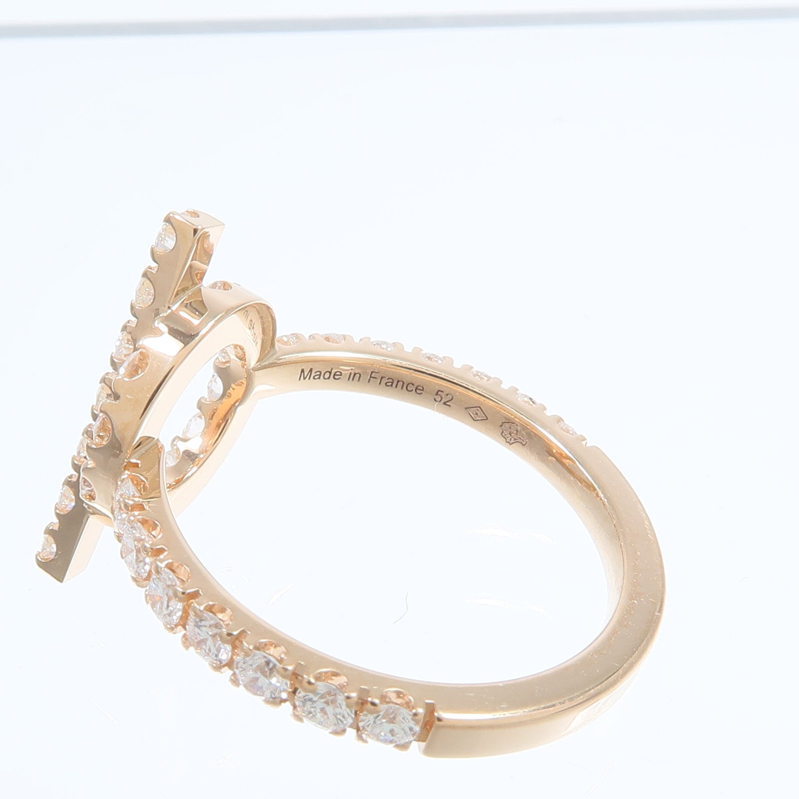 HERMES 18K玫瑰金Finesse Ring鑽石戒指