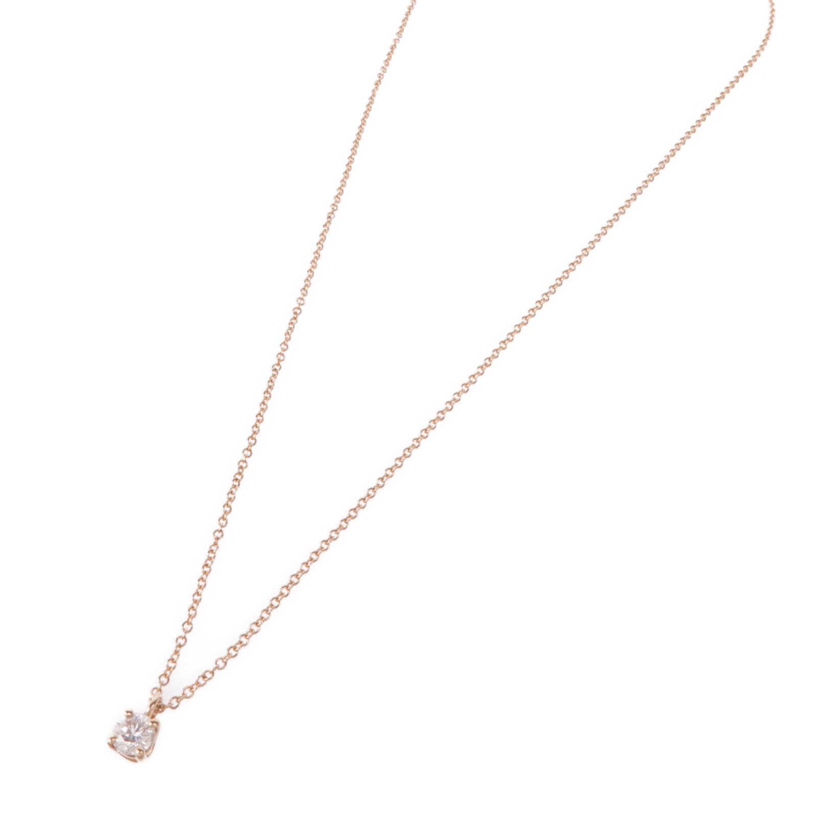 TIFFANY＆CO 18K玫瑰金Solitaire Diamond Necklace鑽石項鍊