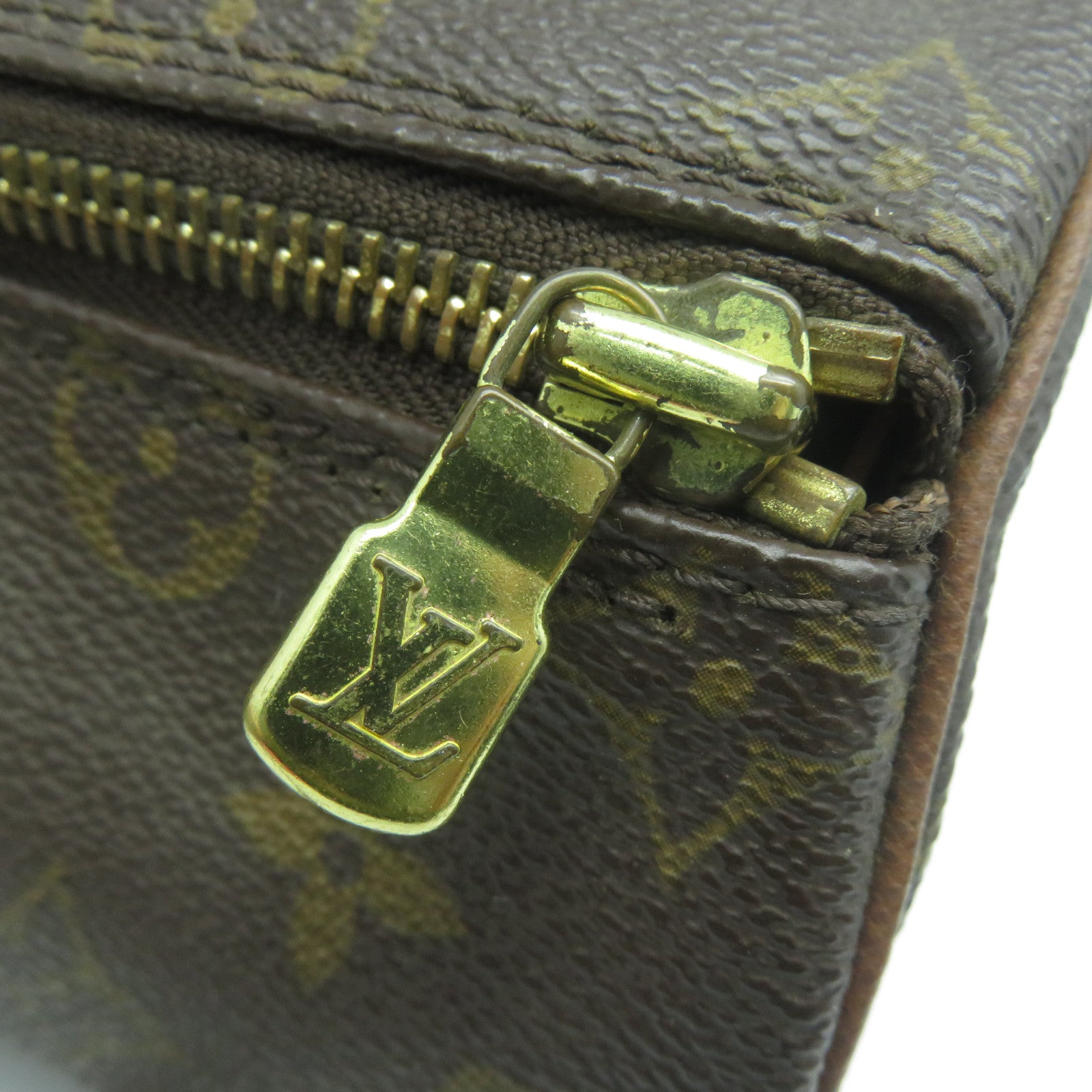LOUIS VUITTON 【清倉大減價】Monogram Papillon PM金扣手挽袋啡色