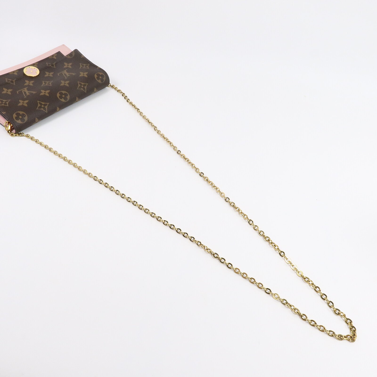 LOUIS VUITTON Monogram Flore Chain Wallet金扣鏈帶肩背袋