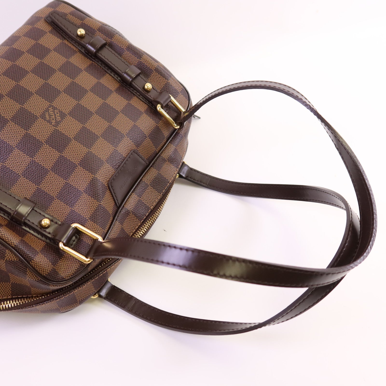 LOUIS VUITTON Damier Rivington PM金扣手挽袋