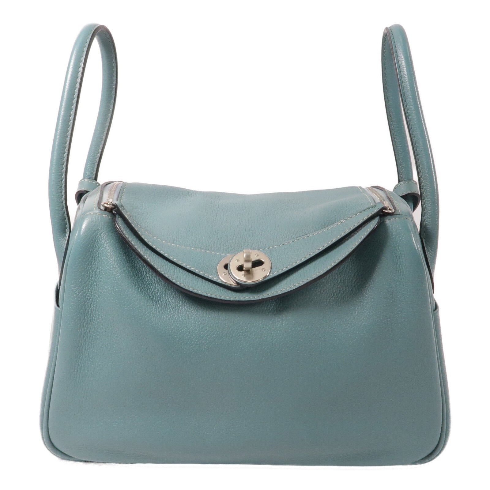 HERMES Evercolor皮革Lindy 26手挽肩背兩用袋Bleu Saint Cyr