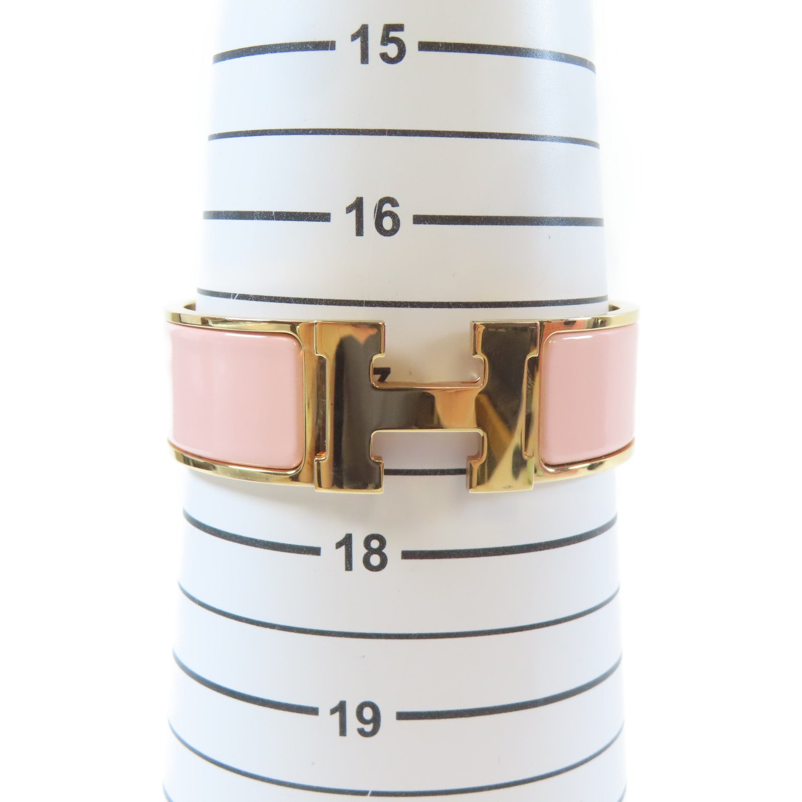 HERMES 【激減優惠】金屬Clic-Clac H Bracelet手鐲粉紅色#17cm