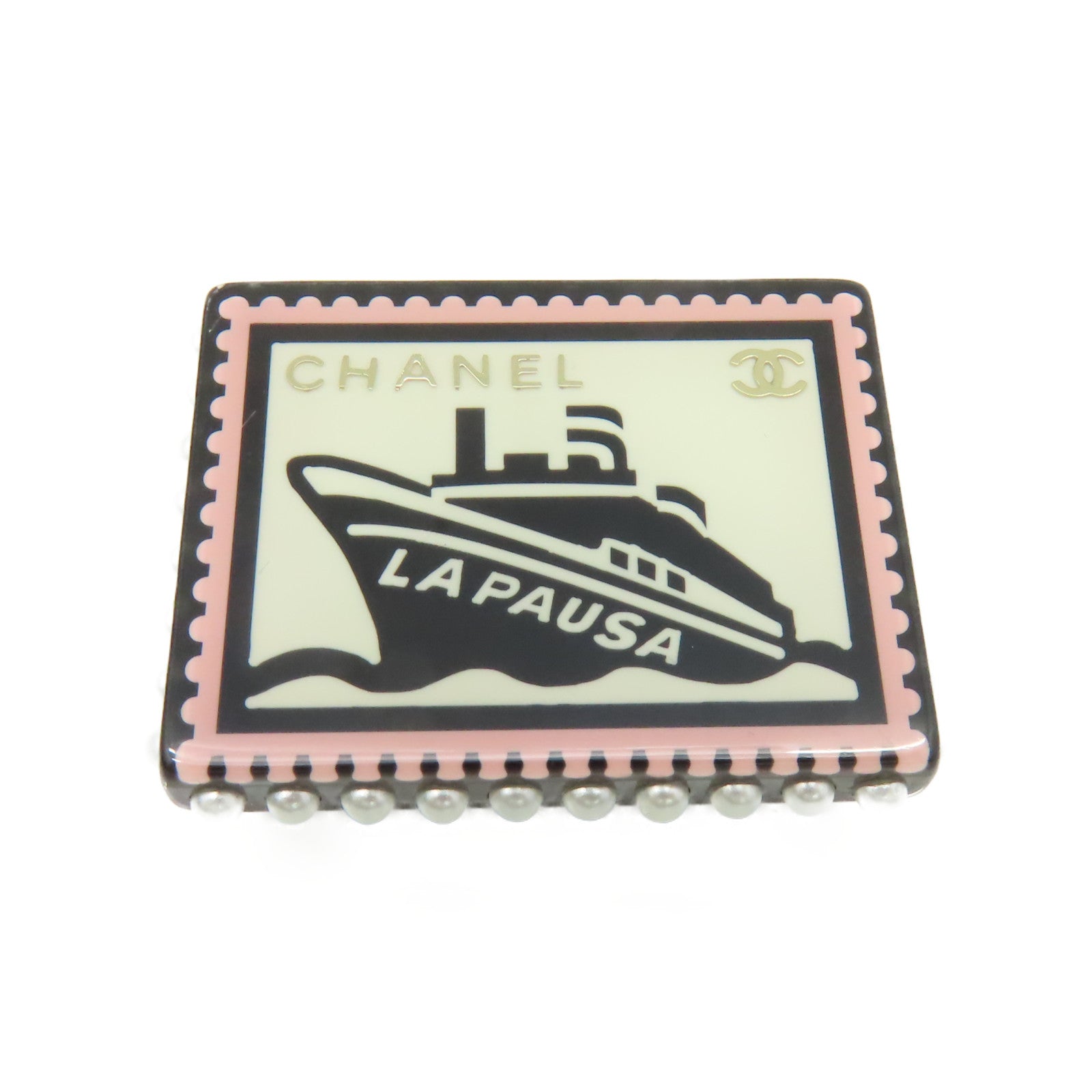 CHANEL **【激減優惠】樹脂/金屬La Pausa Stamp Brooch胸針白色/粉紅色/紅色/黑色/珍珠色