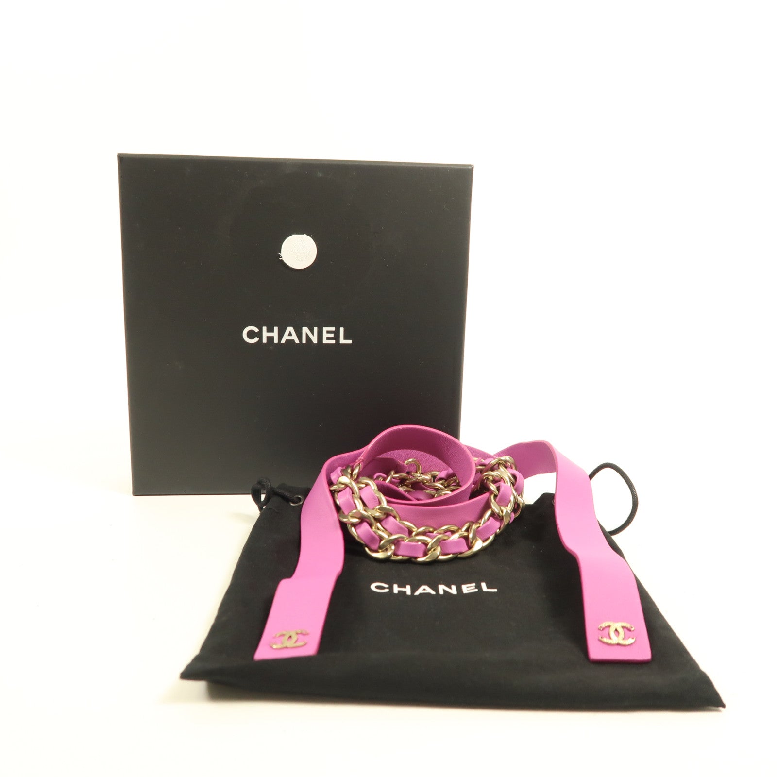 CHANEL 羊皮皮革Chain Belt金扣鏈帶皮帶