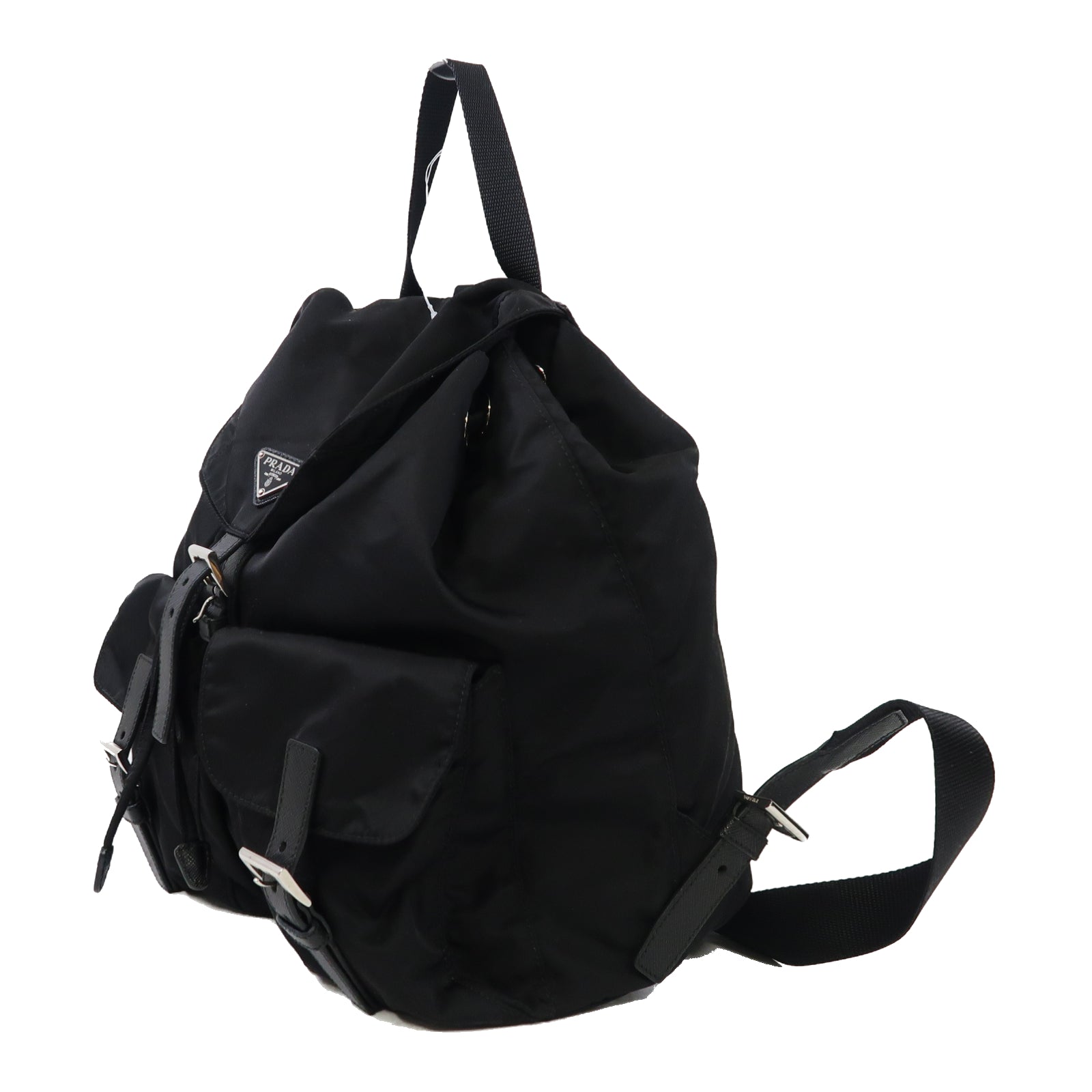 PRADA 尼龍Backpack銀扣背包黒色
