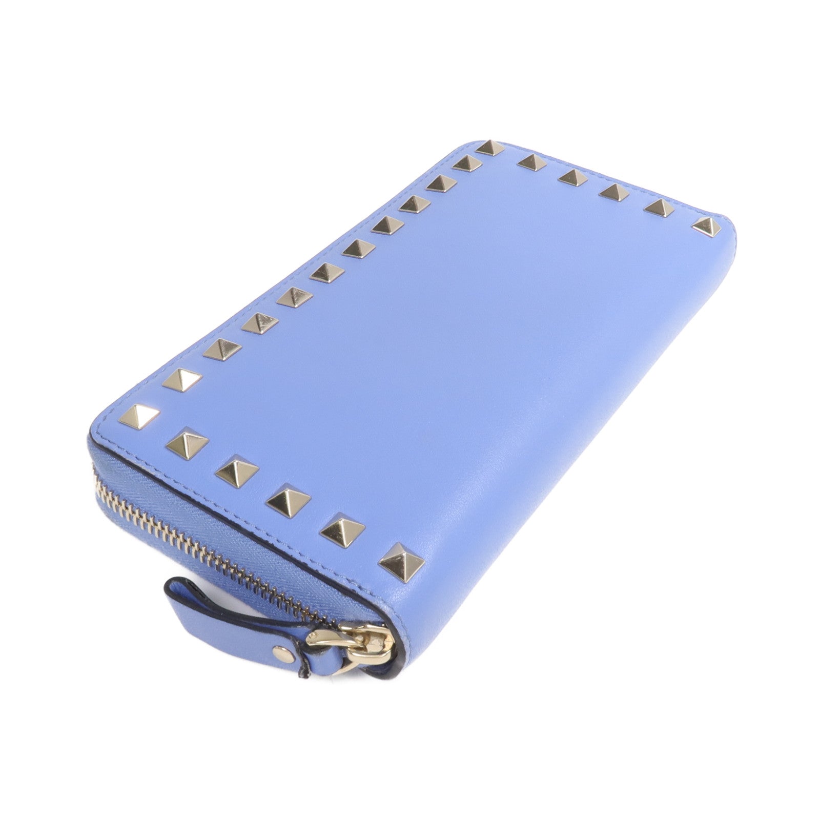 Valentino 【激減優惠】牛皮皮革Rockstud Round Long Wallet金扣拉鏈長錢包