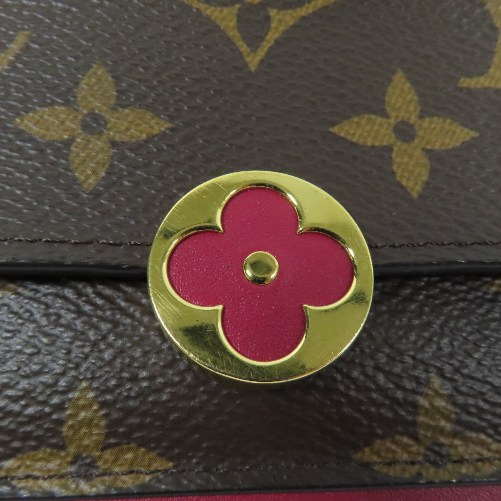 LOUIS VUITTON Monogram Portefeuille Flore金扣鏈帶肩背袋