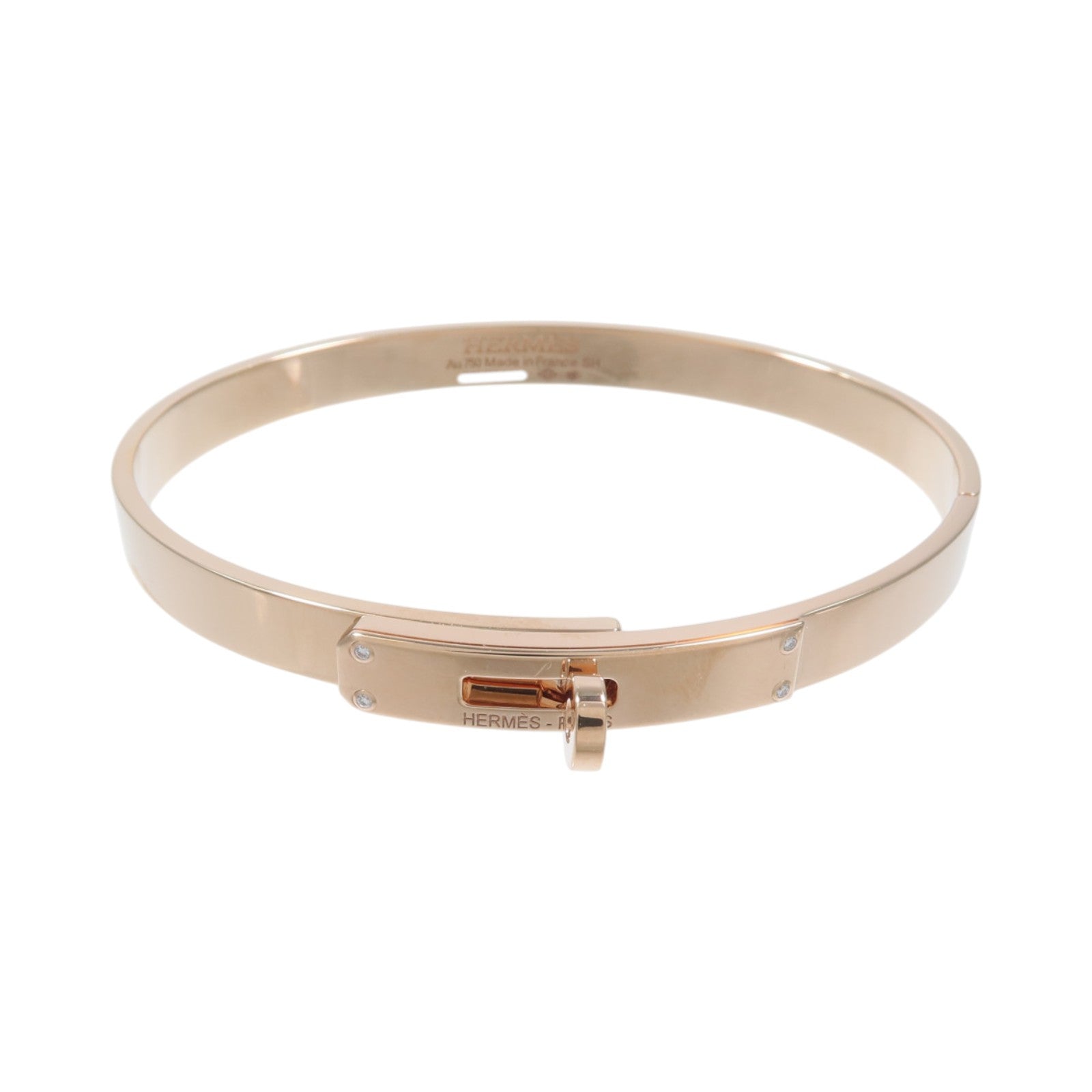 HERMES 18K玫瑰金Kelly Bracelet鑽石手鐲