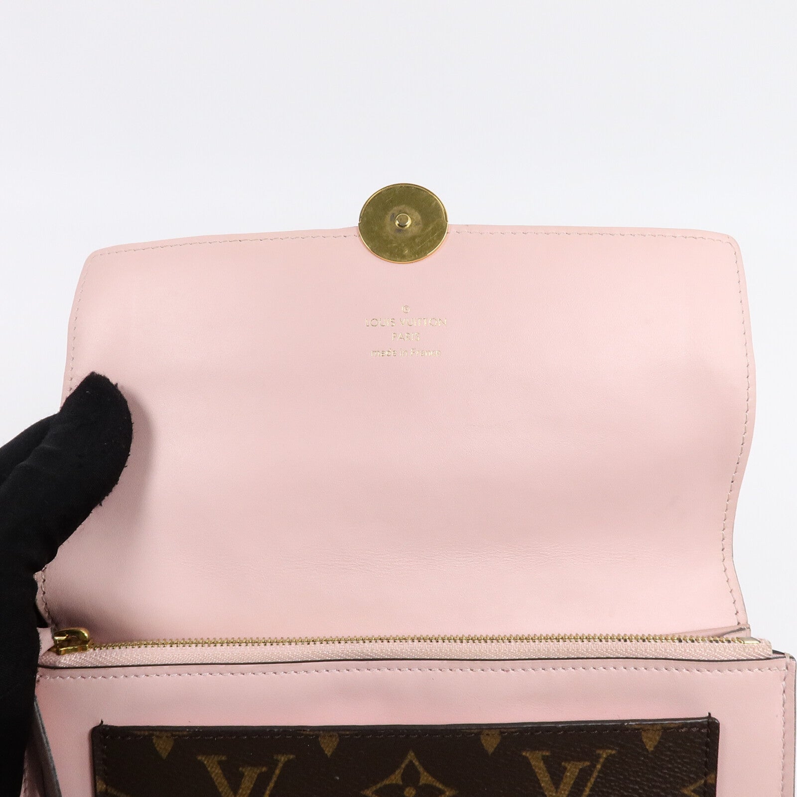 LOUIS VUITTON Monogram Flore Chain Wallet金扣鏈帶肩背袋